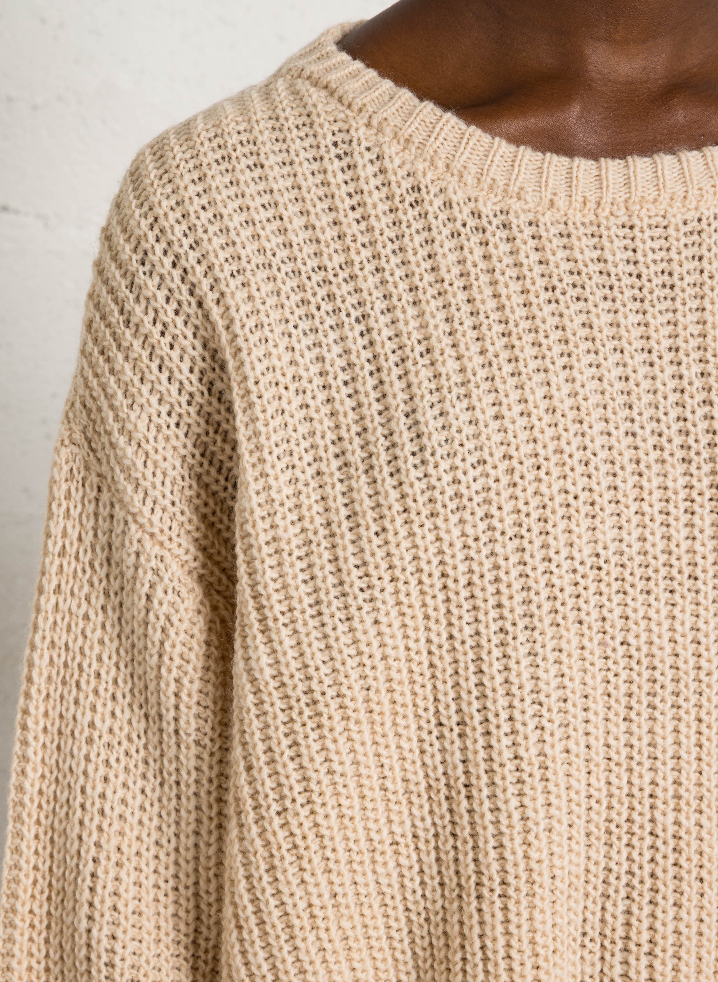 Weiter Pullover aus Wollmix AMERICAN VINTAGE Beige