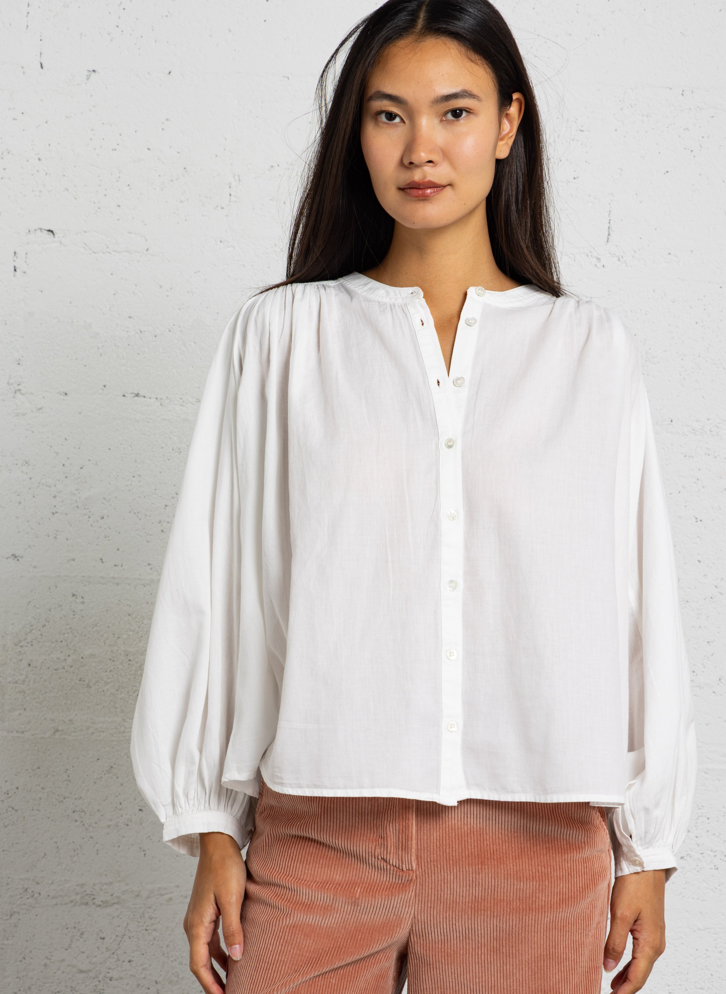 Blouse ample col rond en coton DES PETITS HAUTS