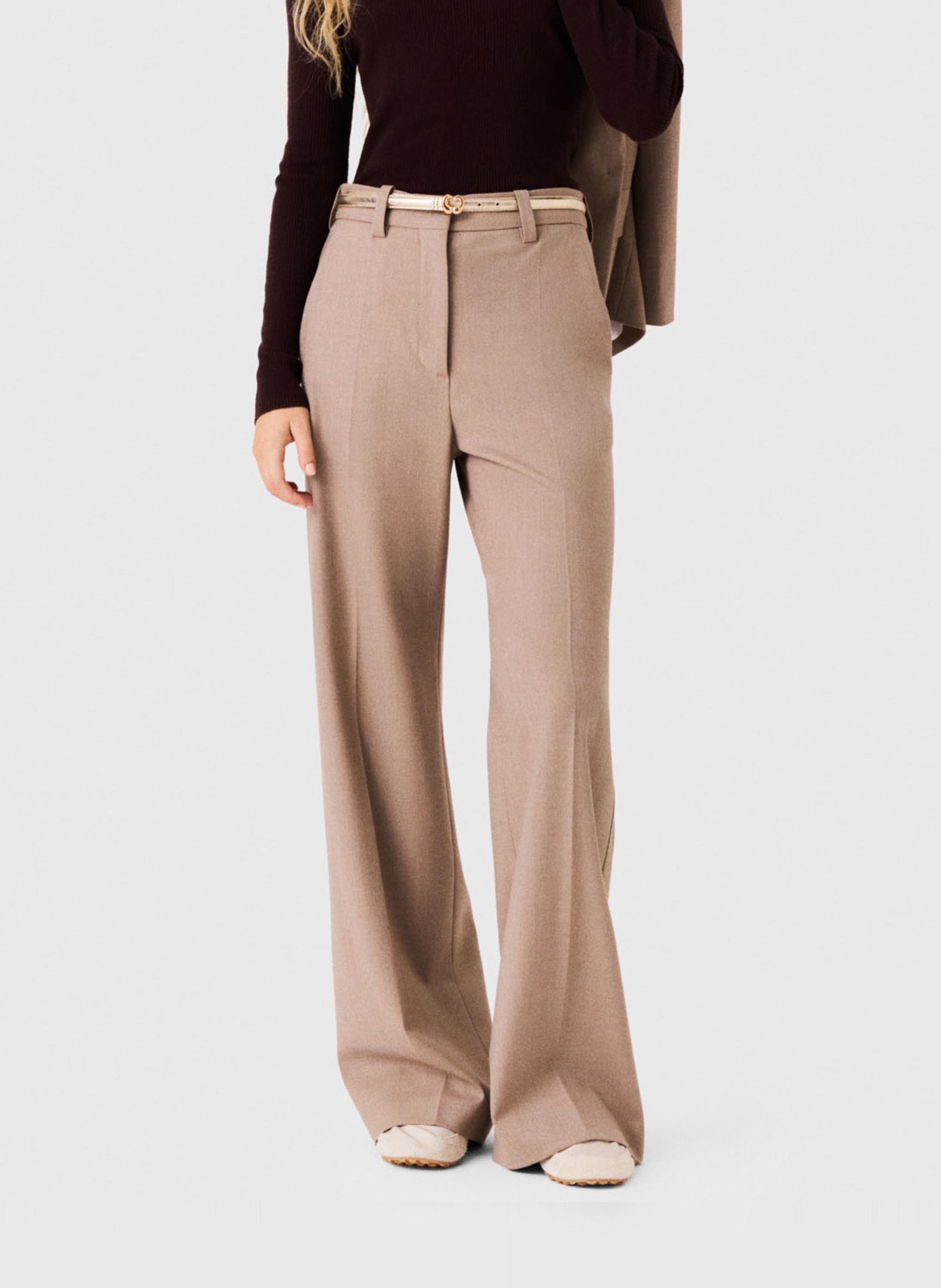 Wijde effen broek MAJE Beige