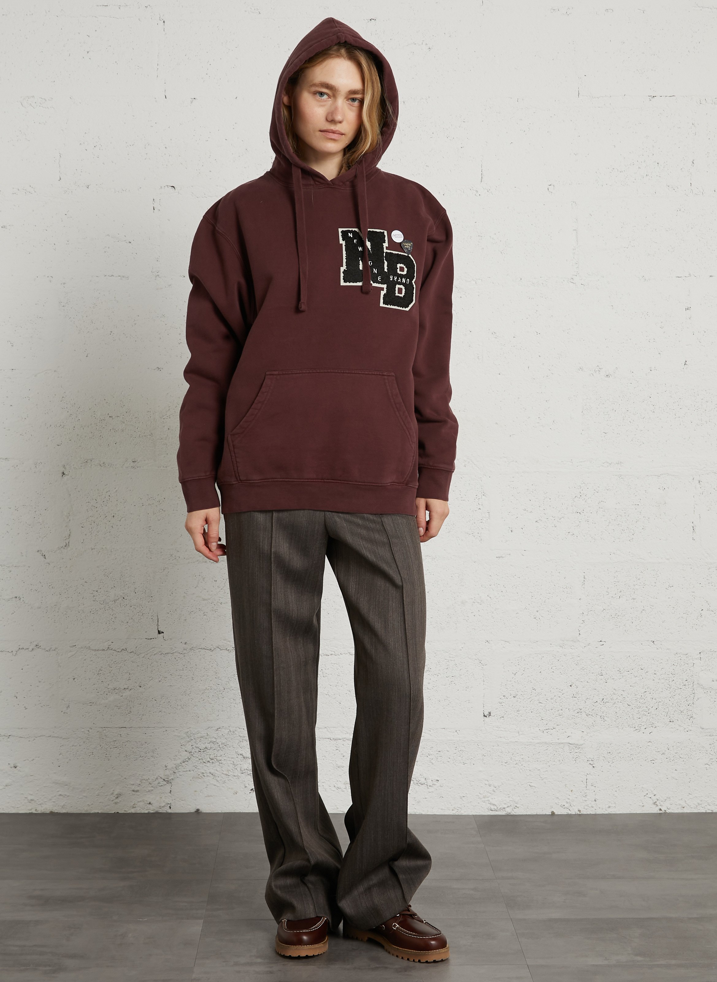 Sweat à capuche brodé en coton mélangé NEWTONE Violet