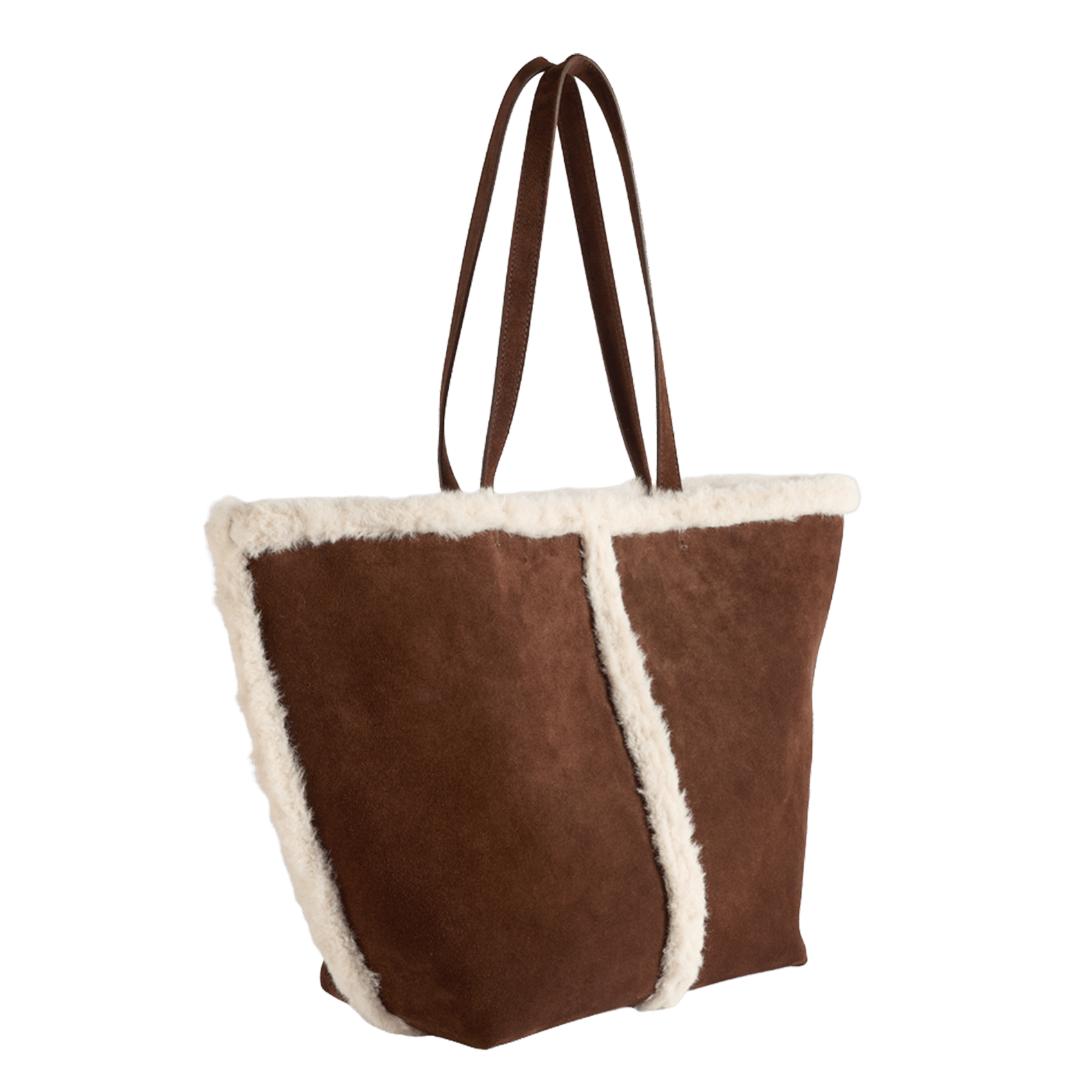 Large plain leather tote bag VANESSA BRUNO Brown