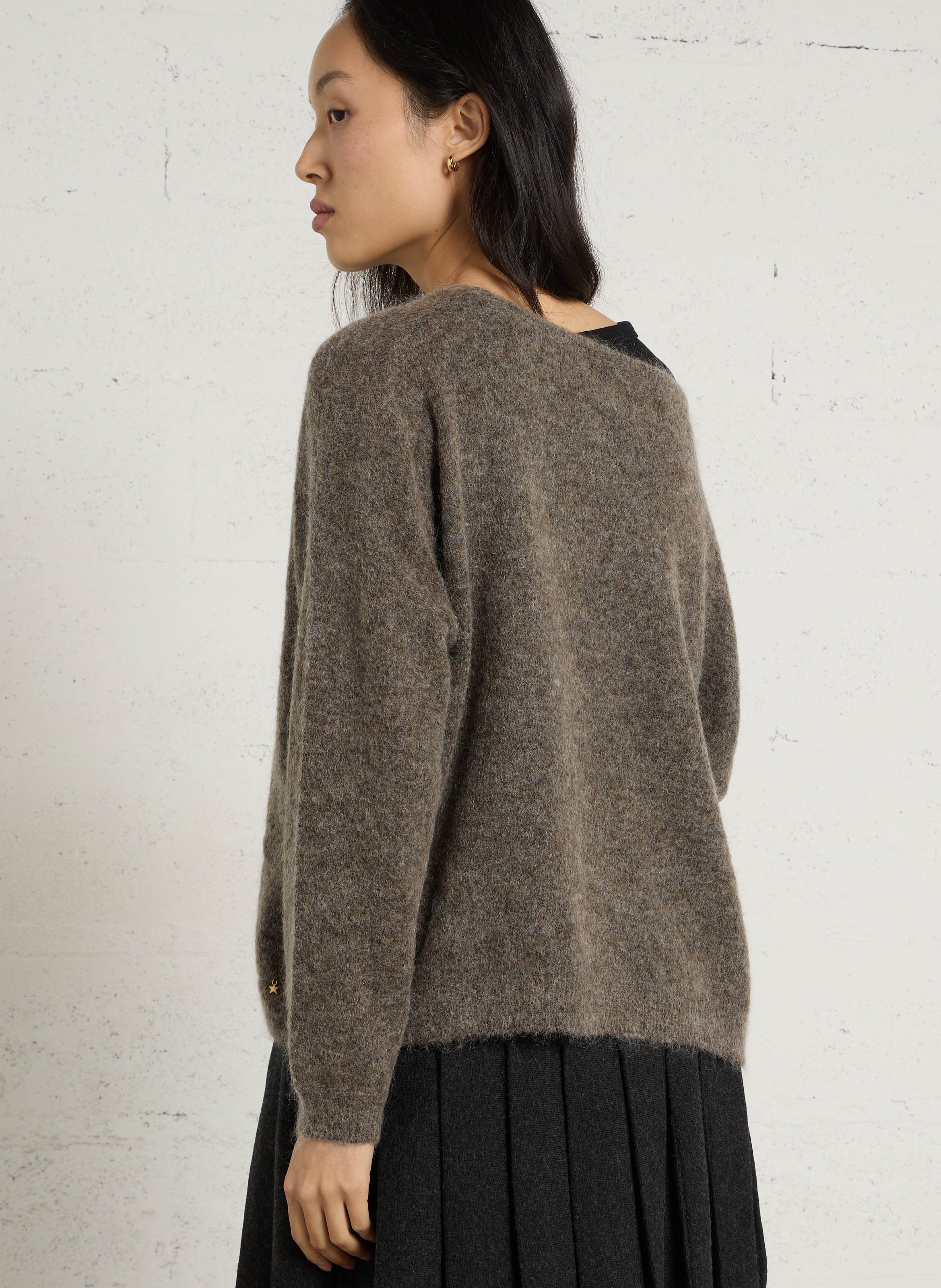 Pull ample col rond en laine mélangée DES PETITS HAUTS Gris