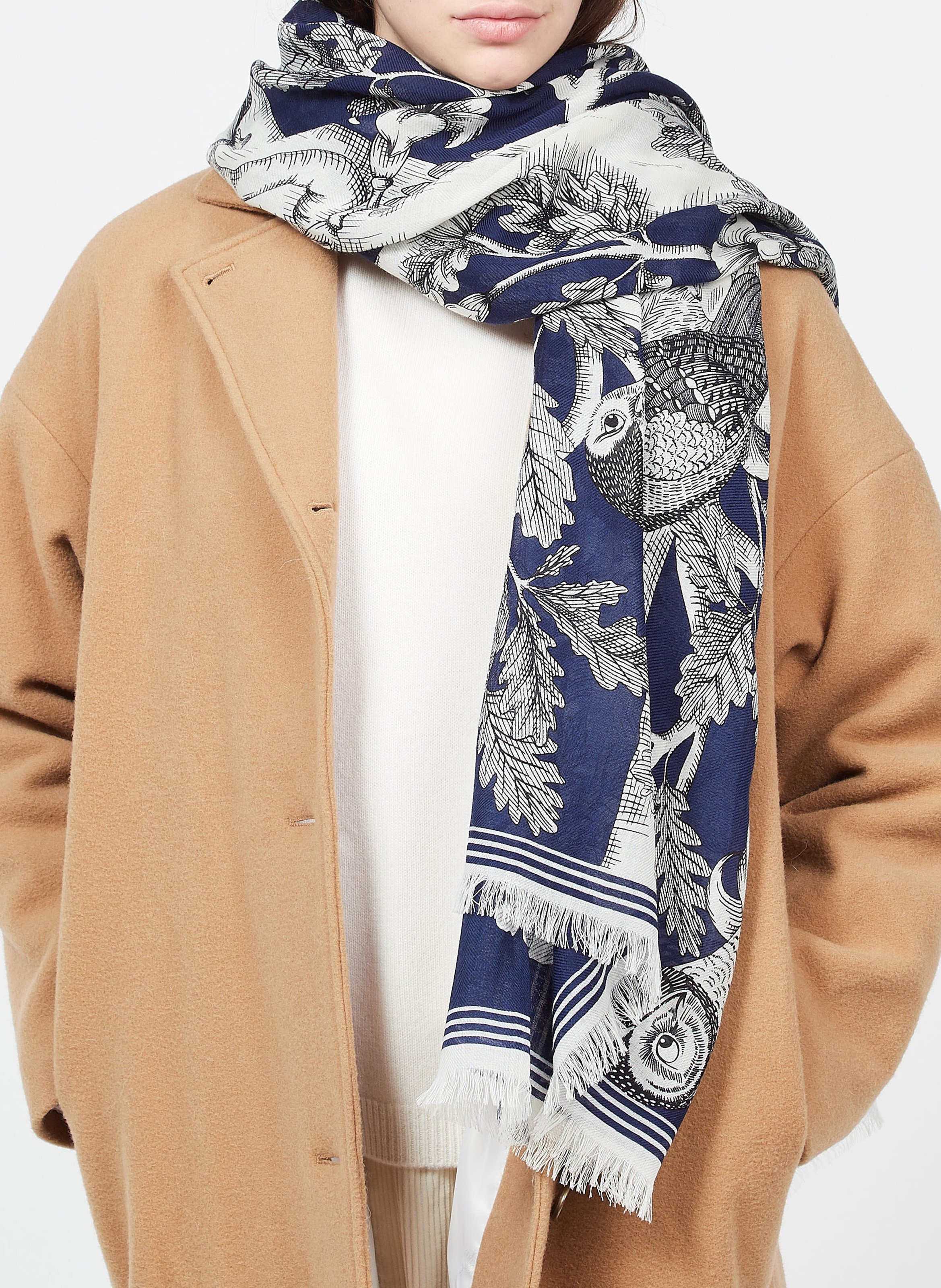 Printed wool scarf INOUI EDITIONS Blue