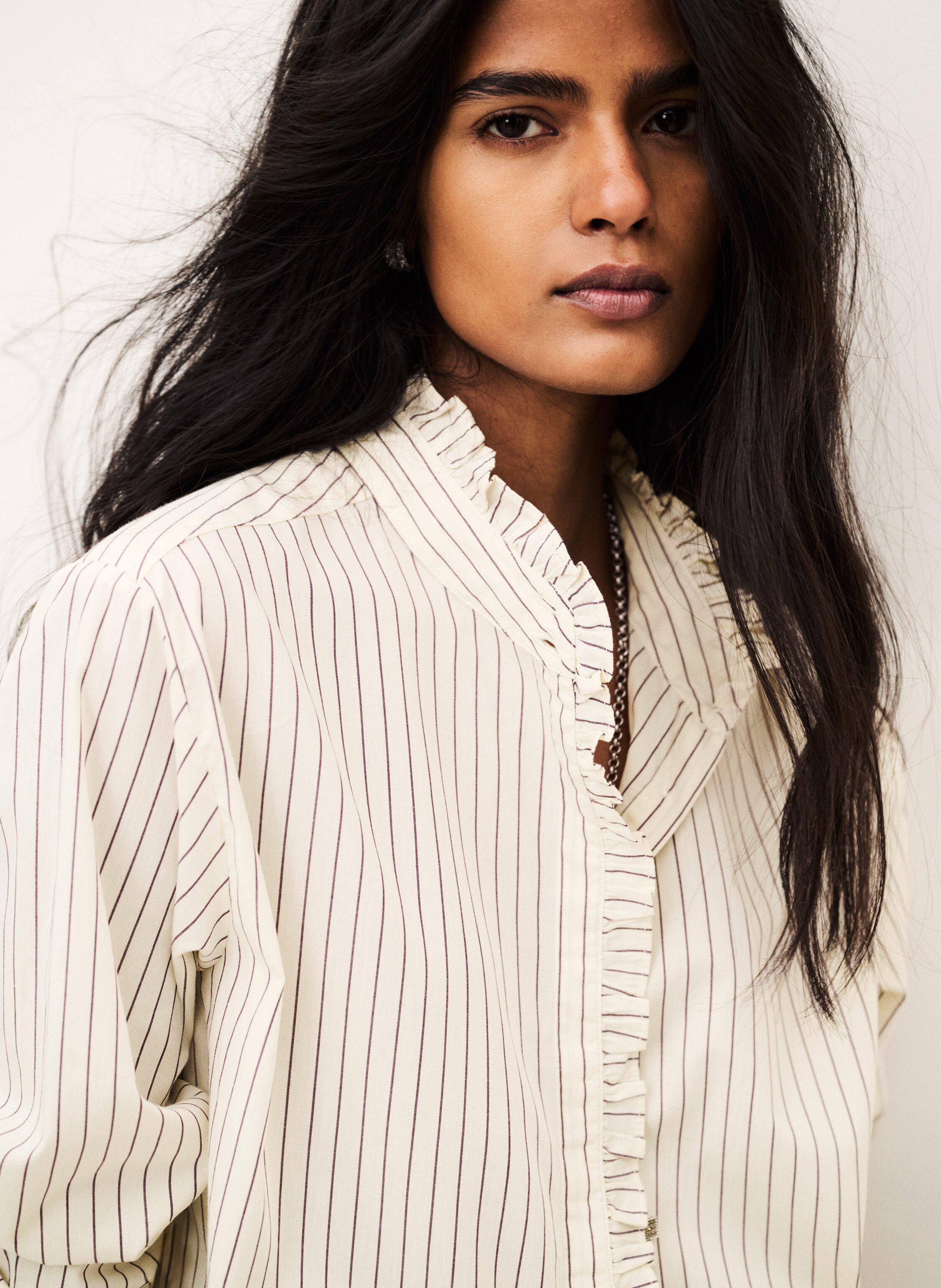 Chemise droite à rayures en coton | Beige BA&SH Femme