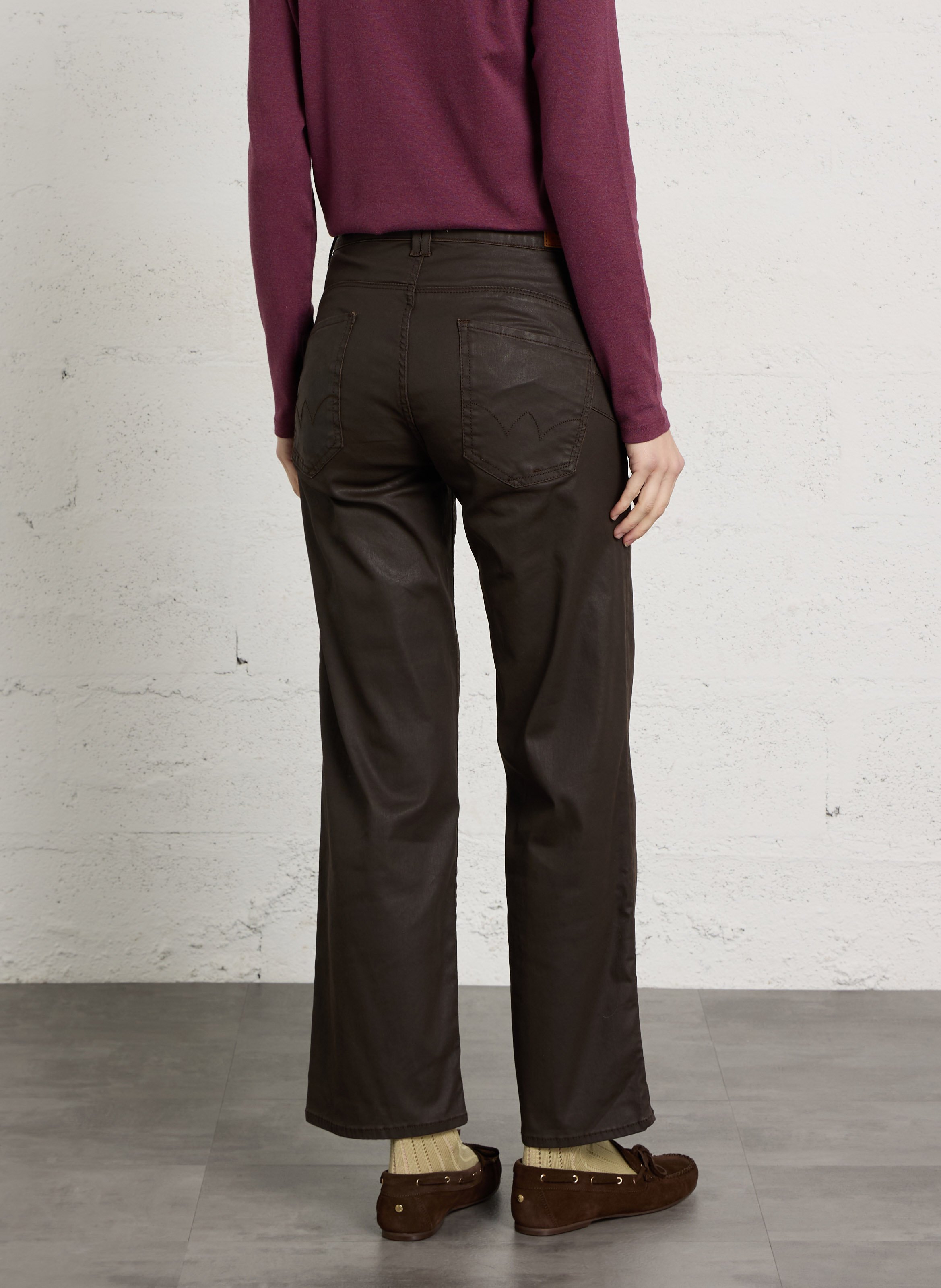 Cotton-blend straight jeans LE TEMPS DES CERISES Brown