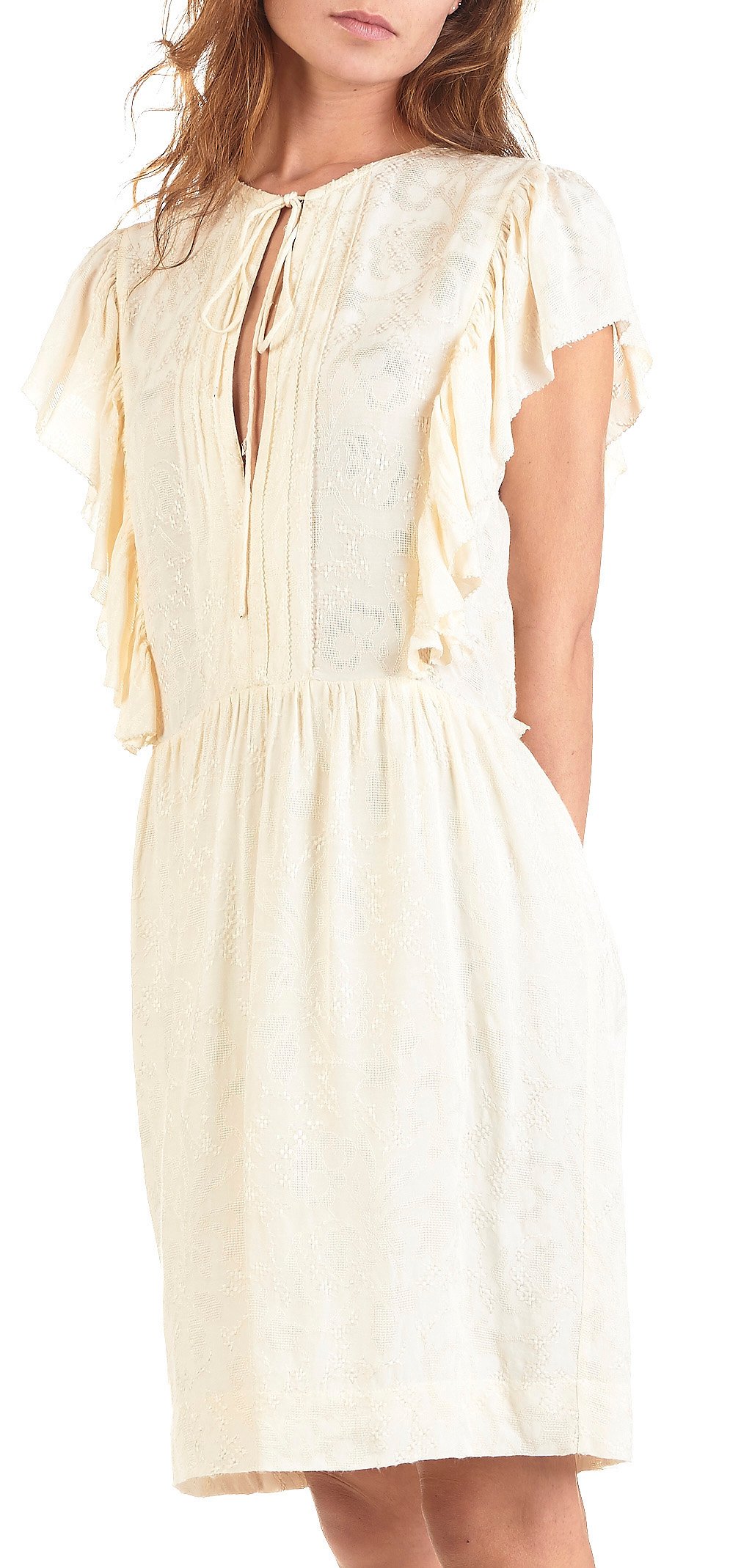 Robe courte décolletée en jacquard SWILDENS Beige