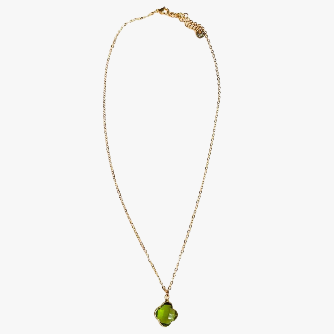 Peridot clover necklace GINANDGER Green
