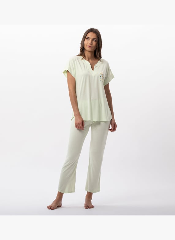 Pyjama pantacourt en coton modal Vert
