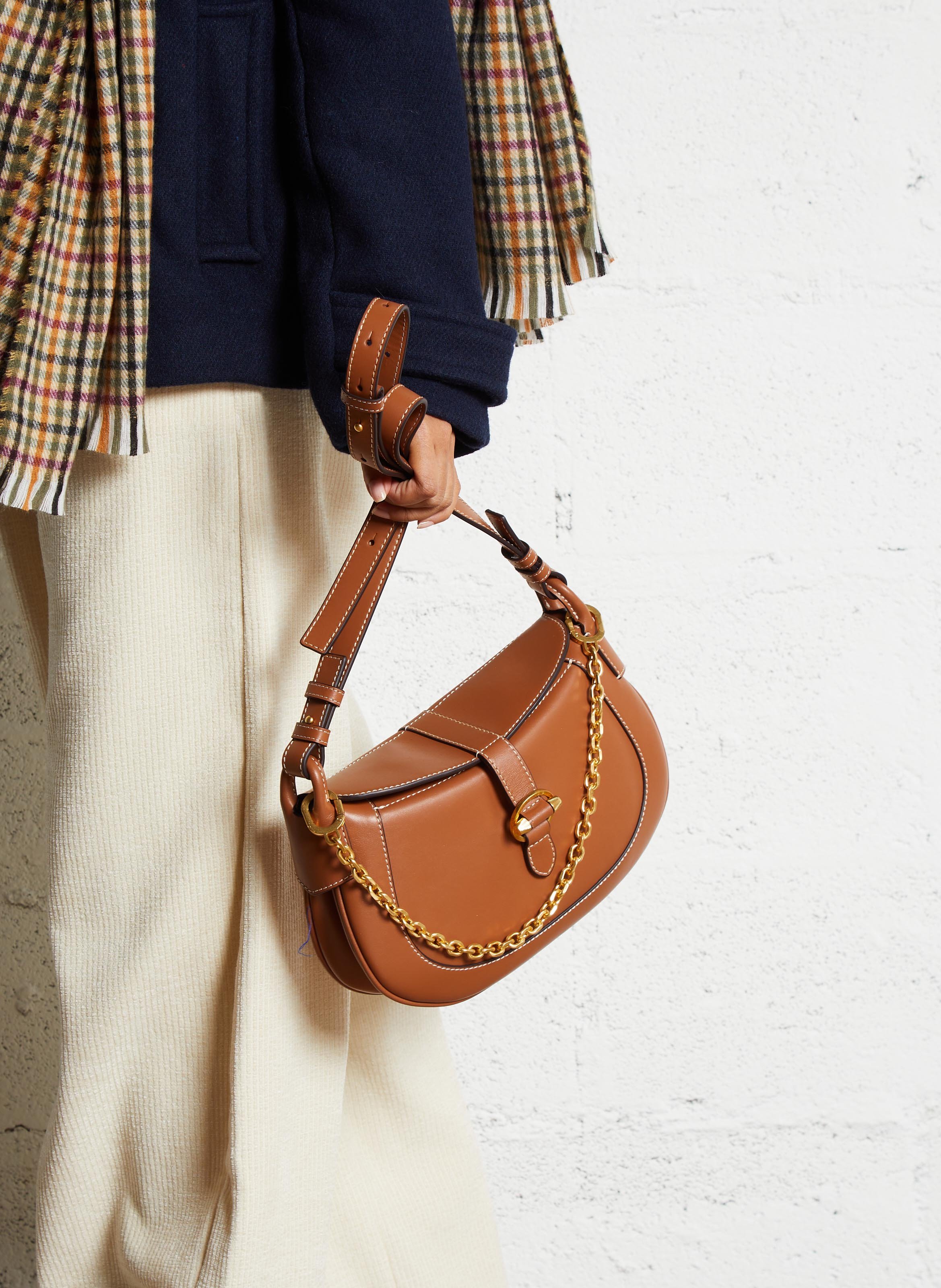 Petit sac bandoulière en cuir  Marron