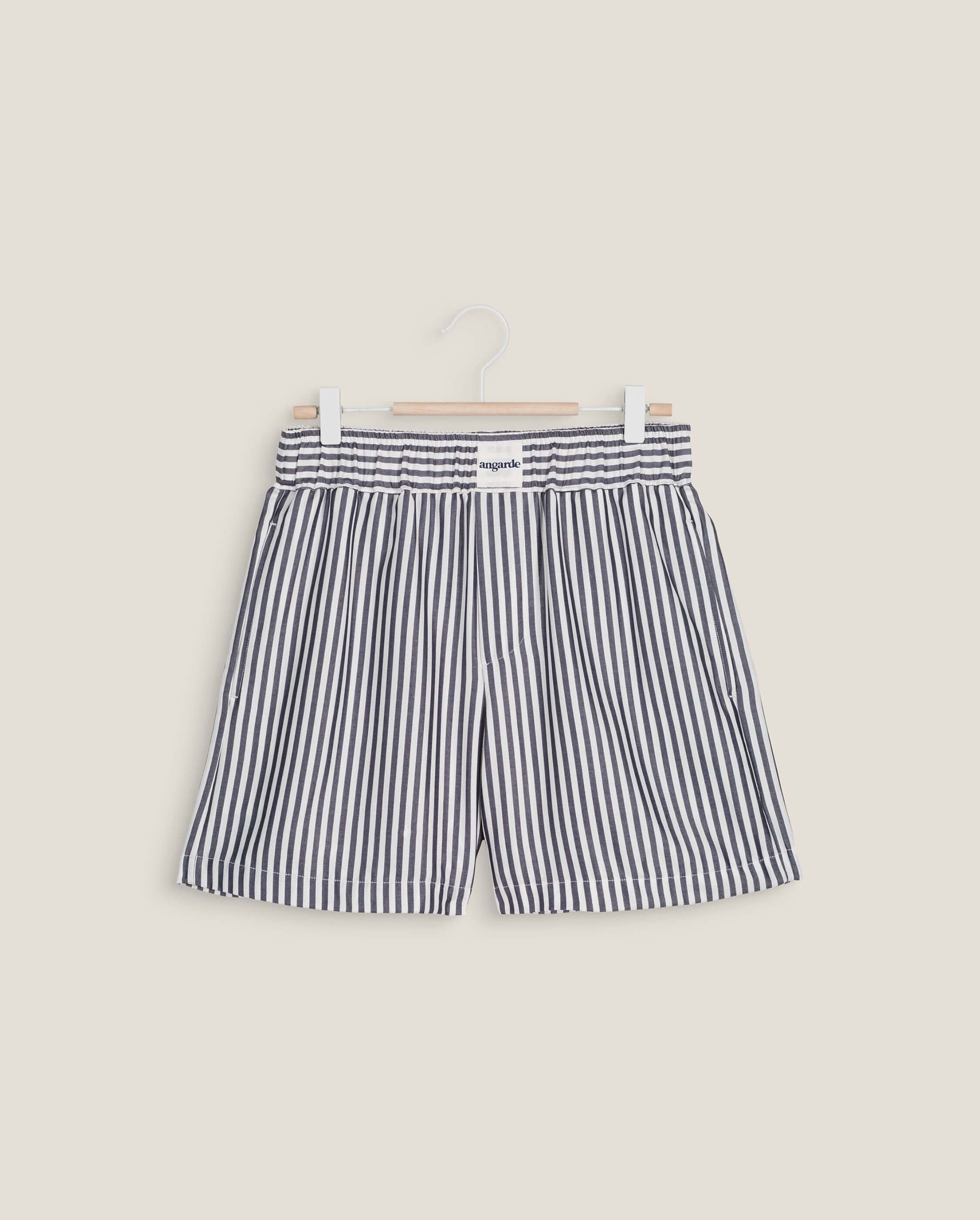 Short women's pajamas, navy ANGARDE Stripes