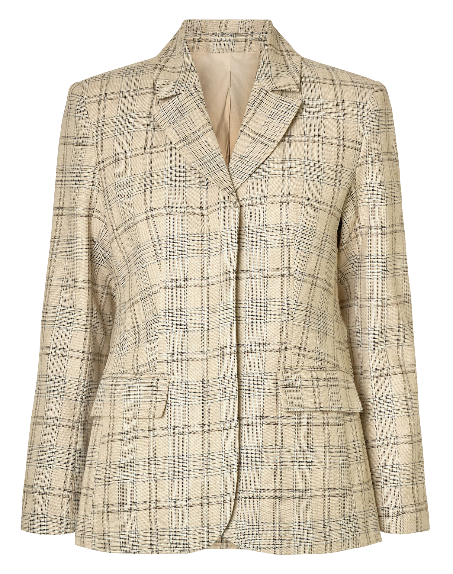 Veste tailleur en lin mélangé à carreaux SELECTED Beige