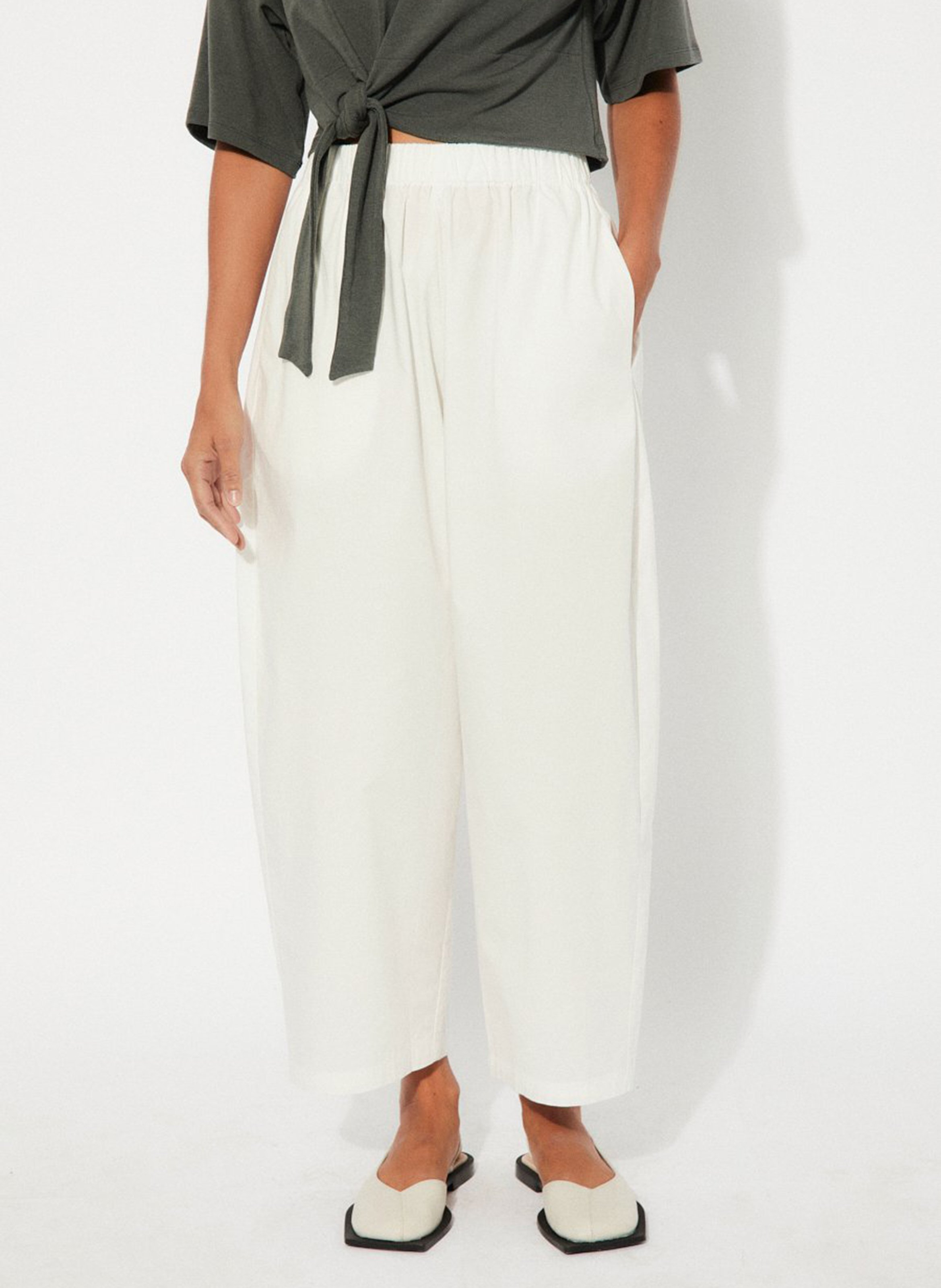Pantalon large en coton RITA ROW Blanc