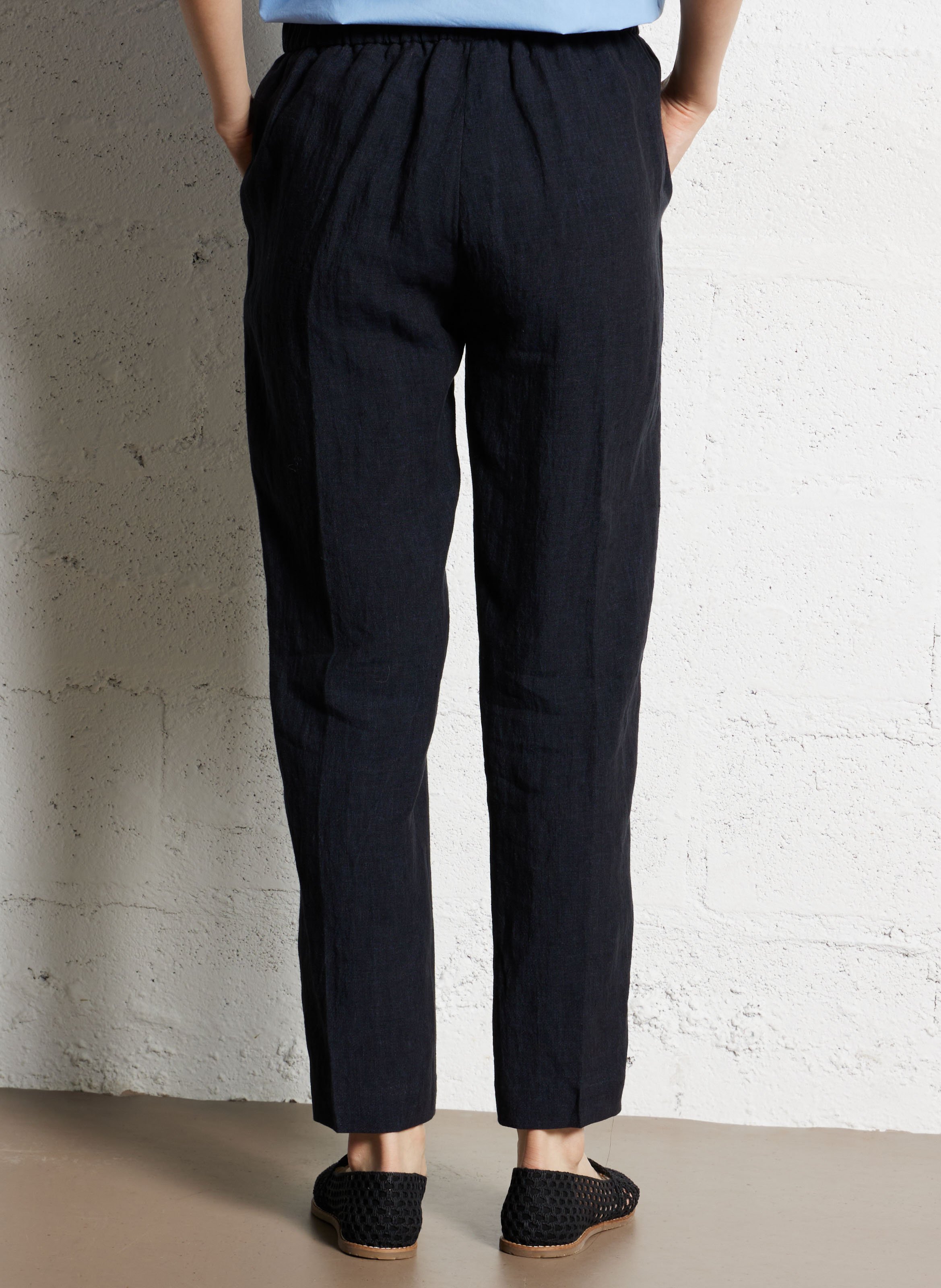 Straight linen pants DIEGA Blue