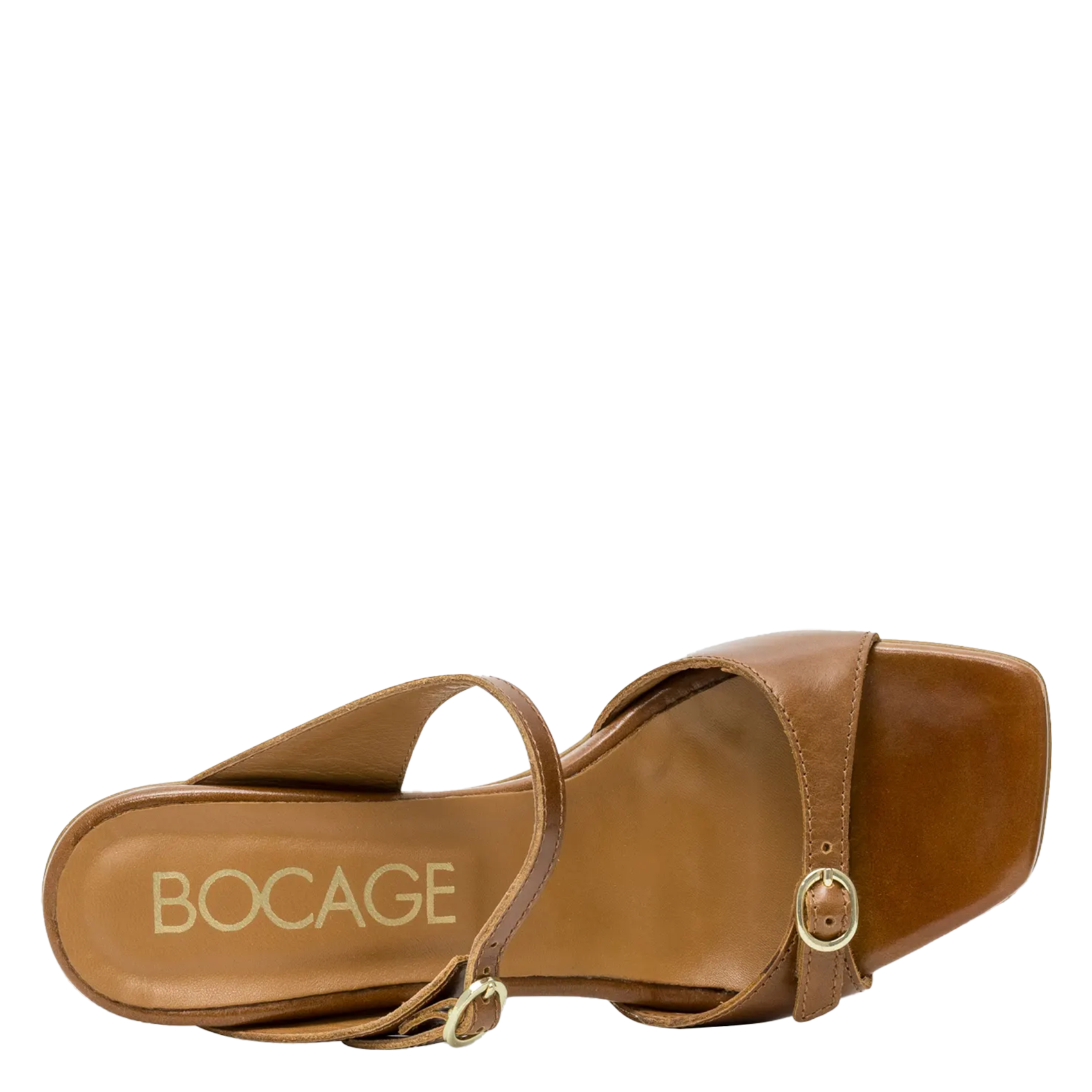 Flat leather mules BOCAGE Brown