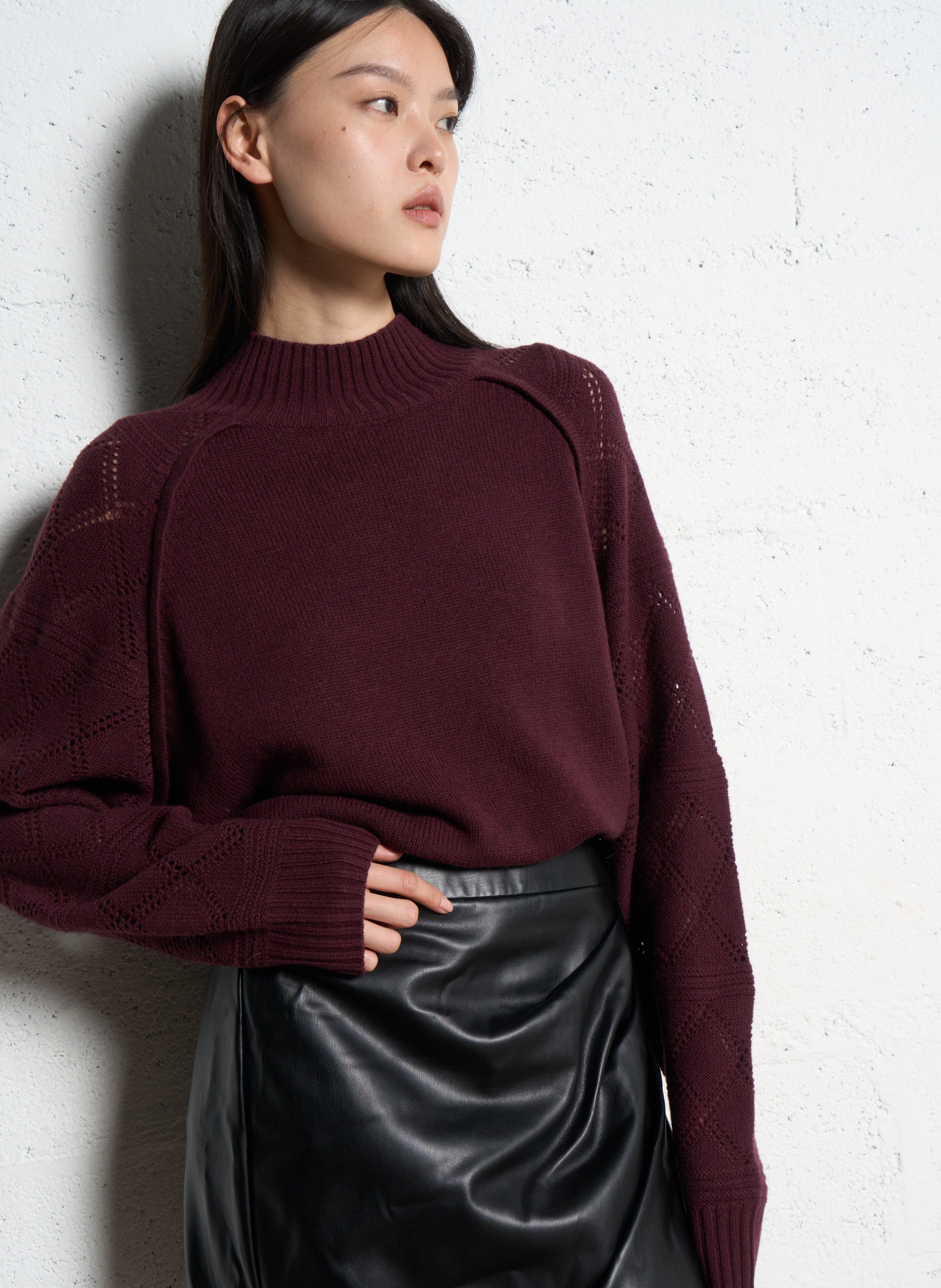 Pull droit en laine IKKS Violet