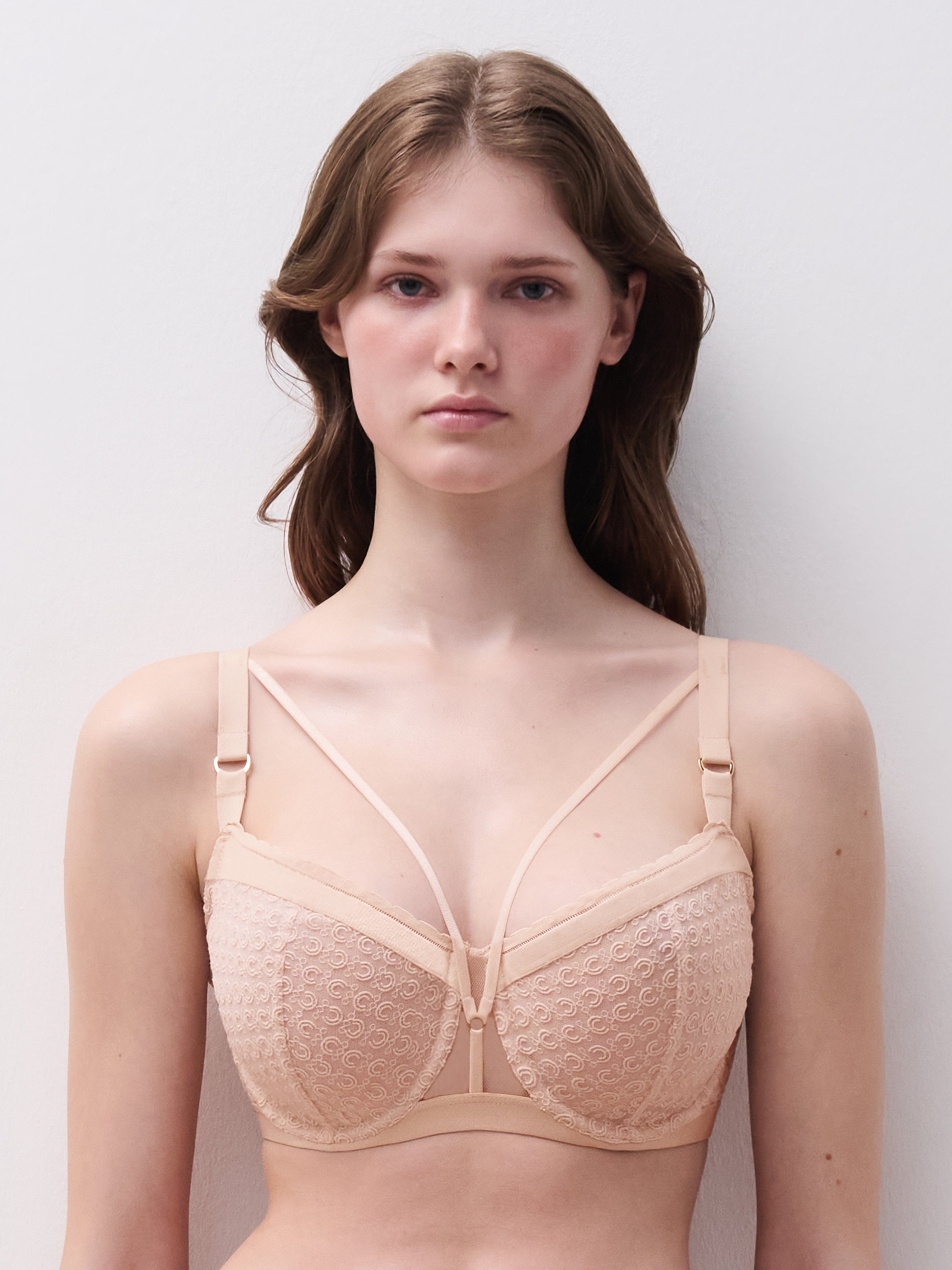 A Fleur De Toi demi-cup bra MONOGRAM Beige doré