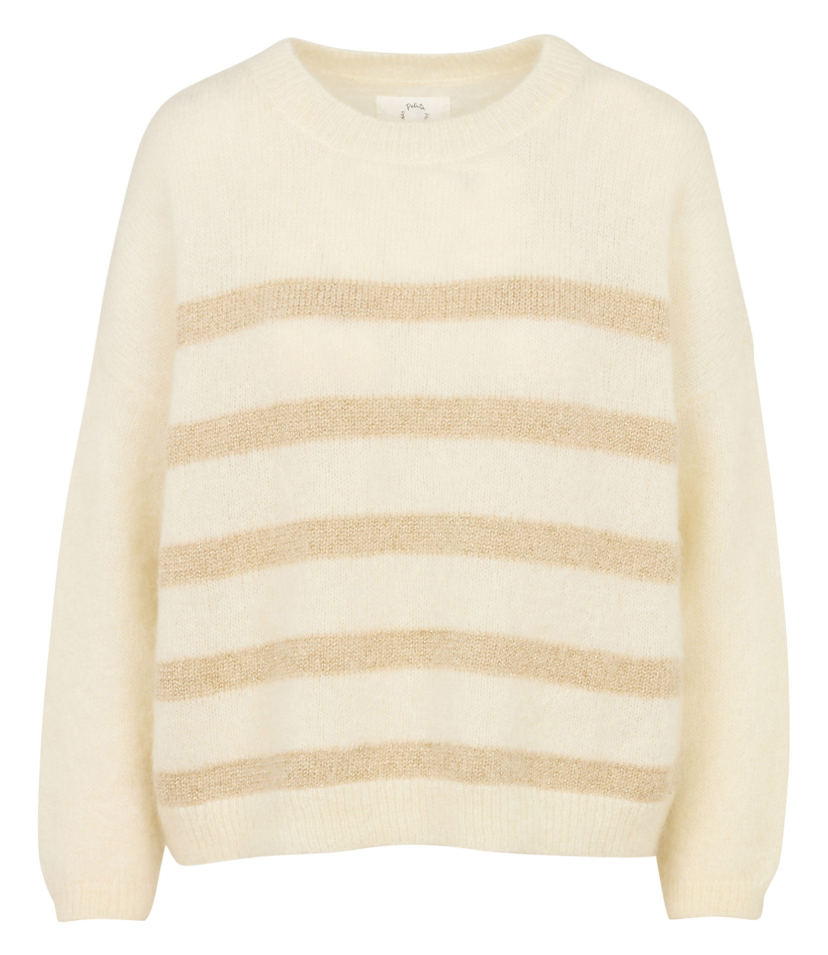 Pull ample rayé en laine mélangée DES PETITS HAUTS Beige