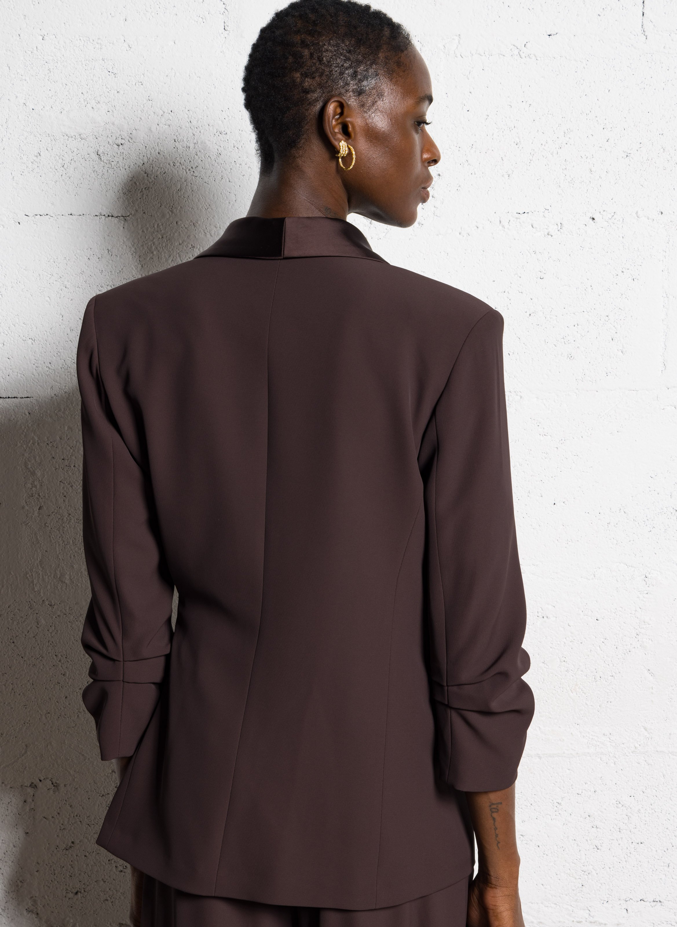 Cotton-blend cardigan with tailored collar IMPERIAL Brown