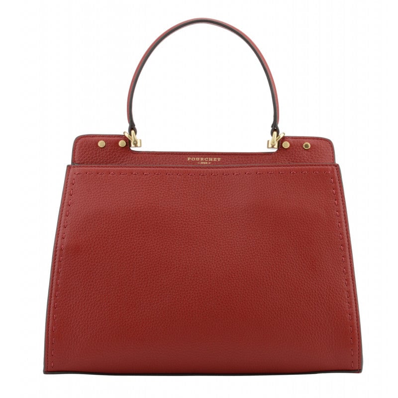 Handbag - cowhide leather POURCHET Red
