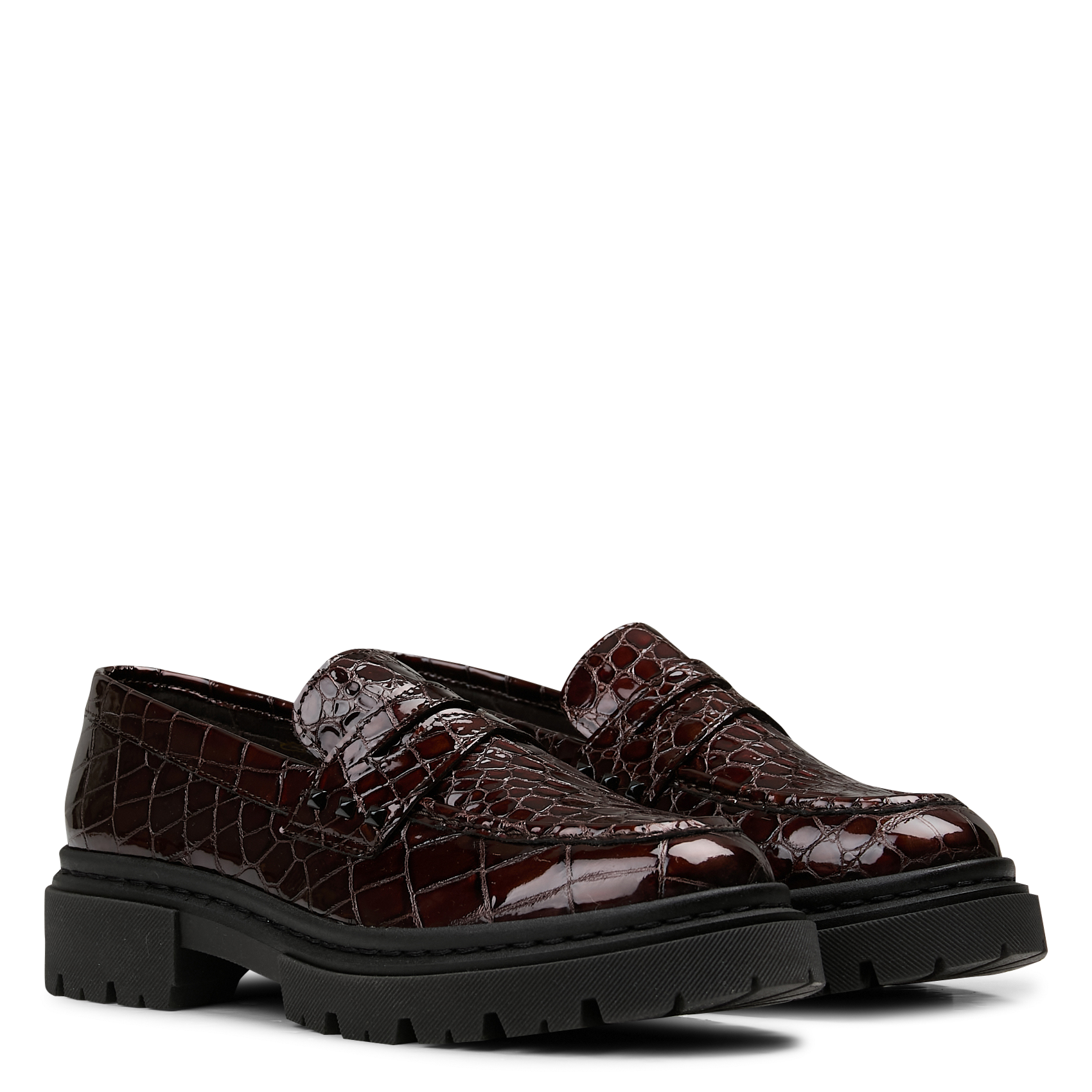 Mocassins en cuir embossé croco ONE STEP Marron