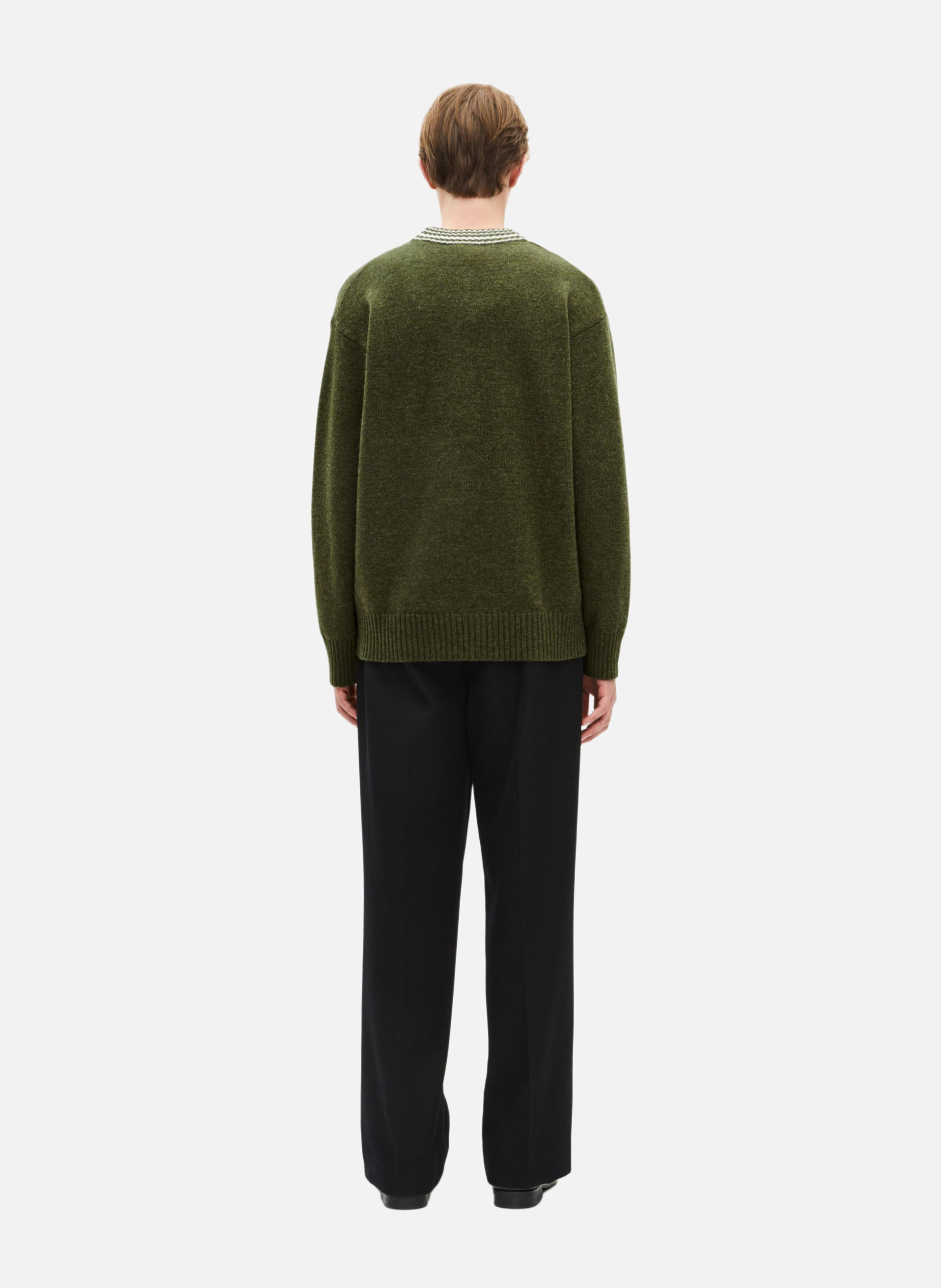 Wool cardigan with contrasted stripes THE KOOPLES Green