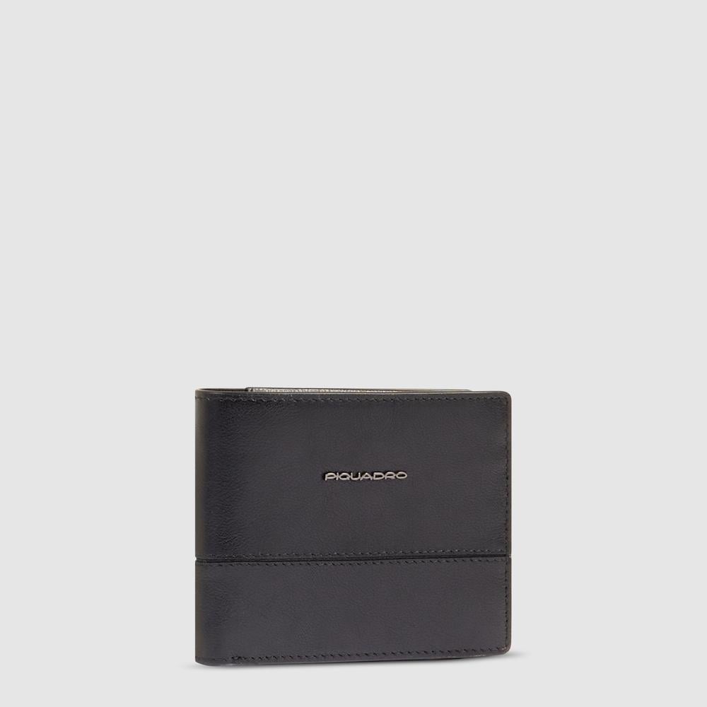 Men's wallet with coin pocket, credit card slots, removable flap, and RFID protection PIQUADRO Black