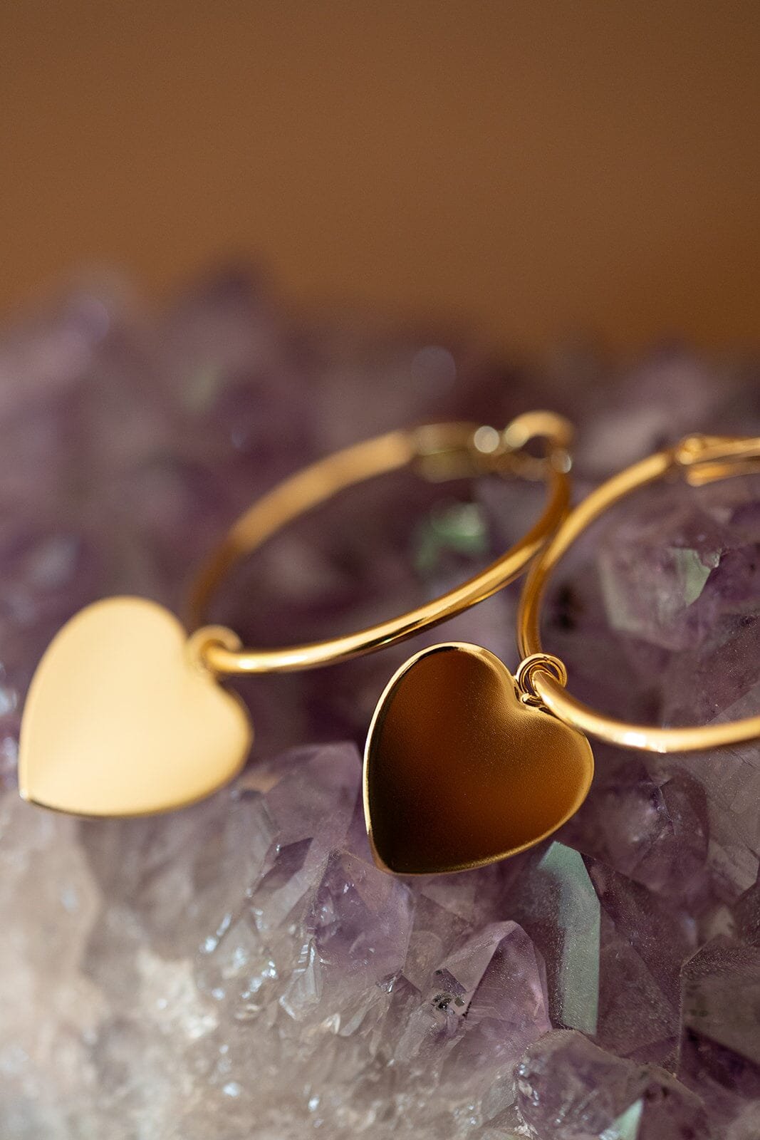 Small silver plated heart-shaped hoop earrings MONSIEUR SIMONE Golden
