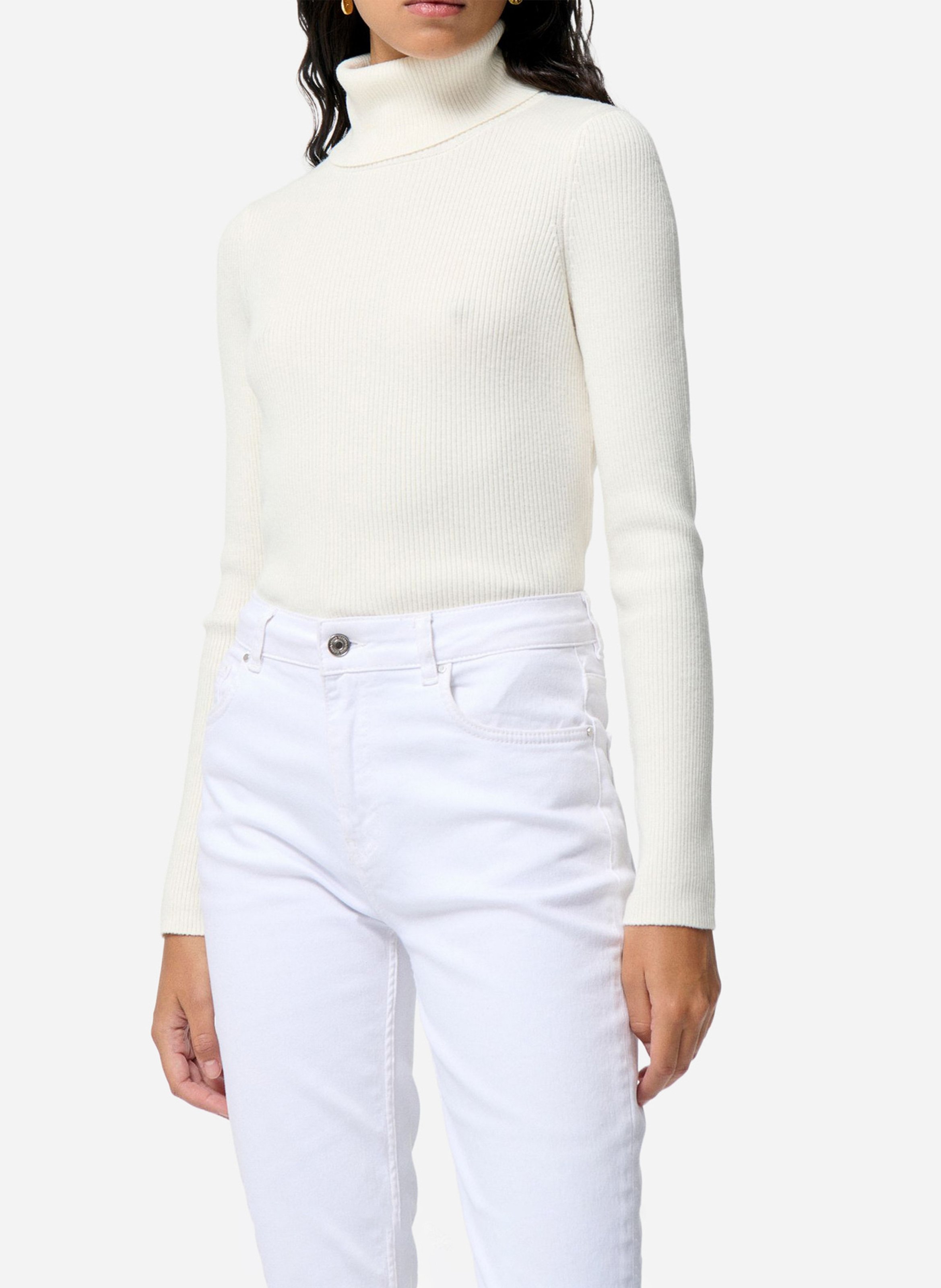 Straight turtleneck sweater in cotton and wool VANESSA BRUNO Beige