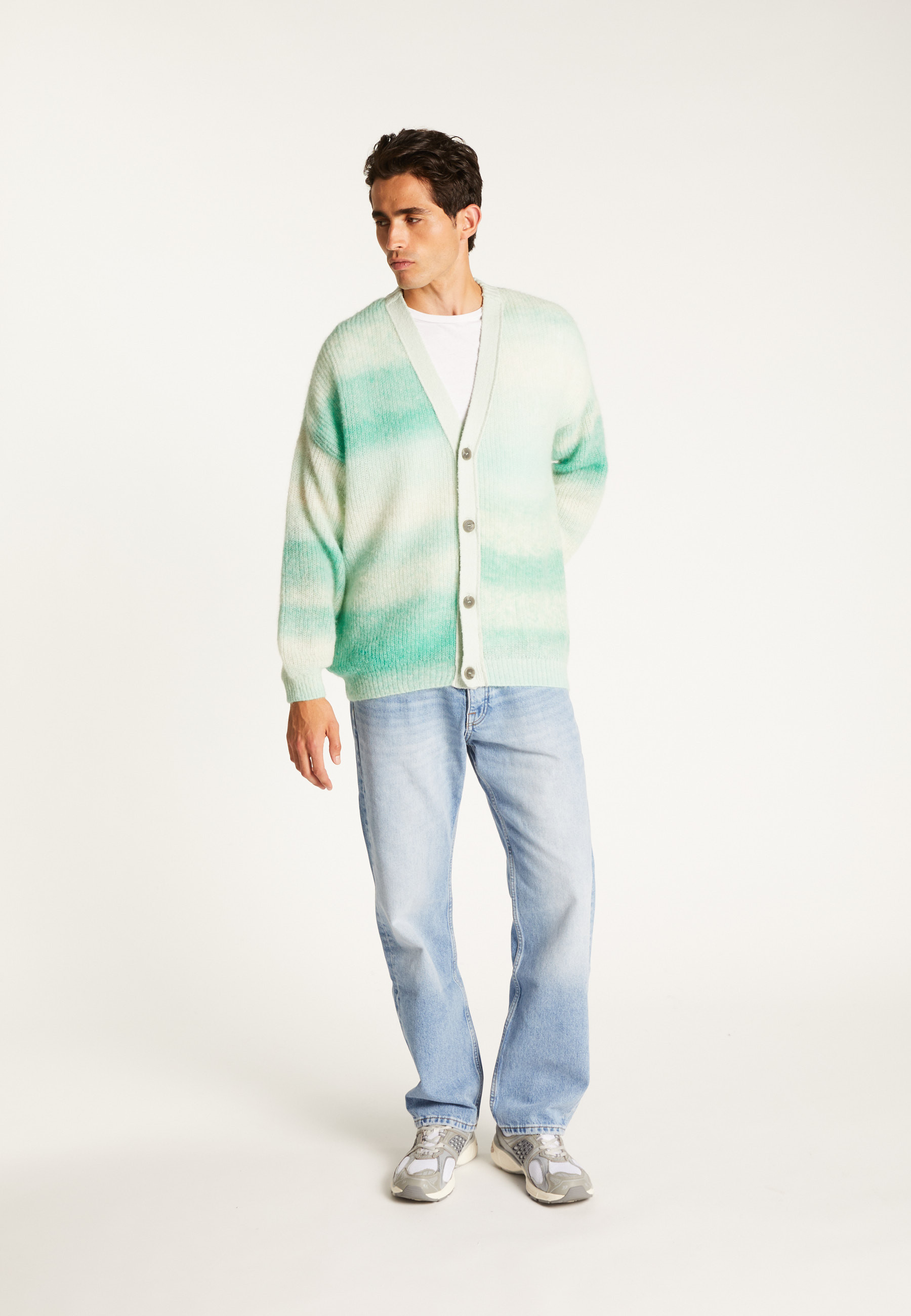 Alpaca and cotton cardigan MAISON MONTAGUT Green