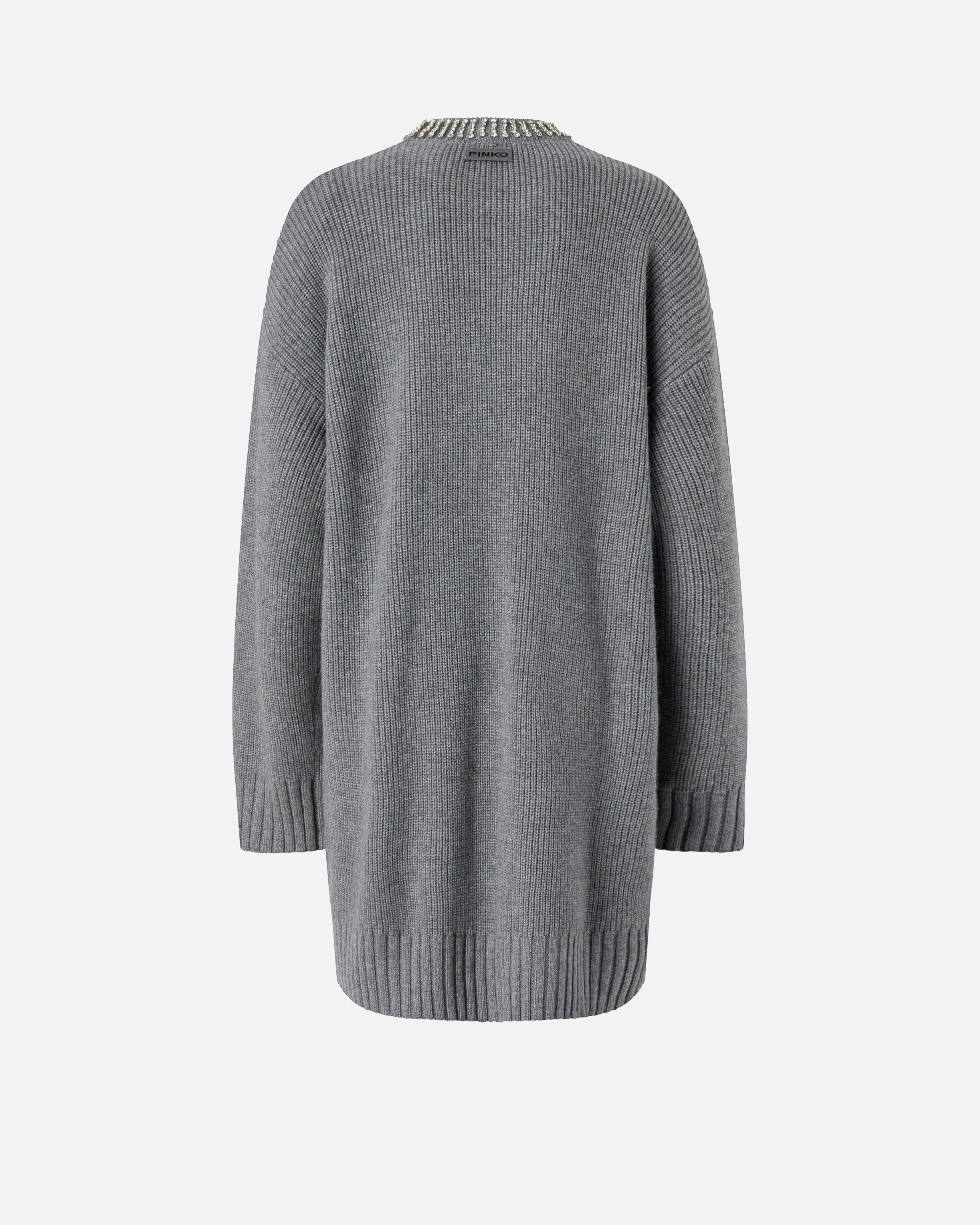 Knit dress with rhinestone collar PINKO Grey