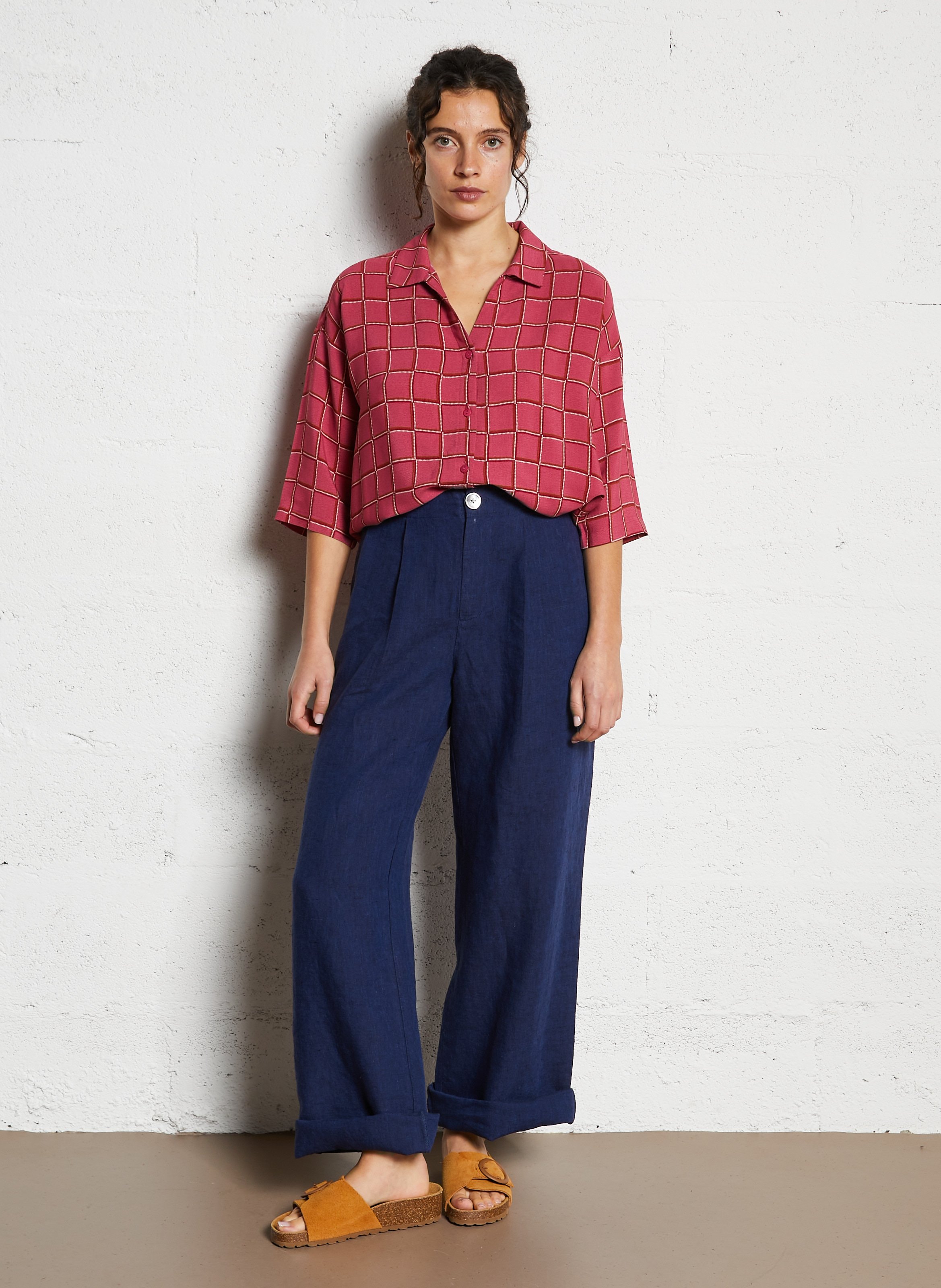 Rechte blouse met print NICE THINGS Roze