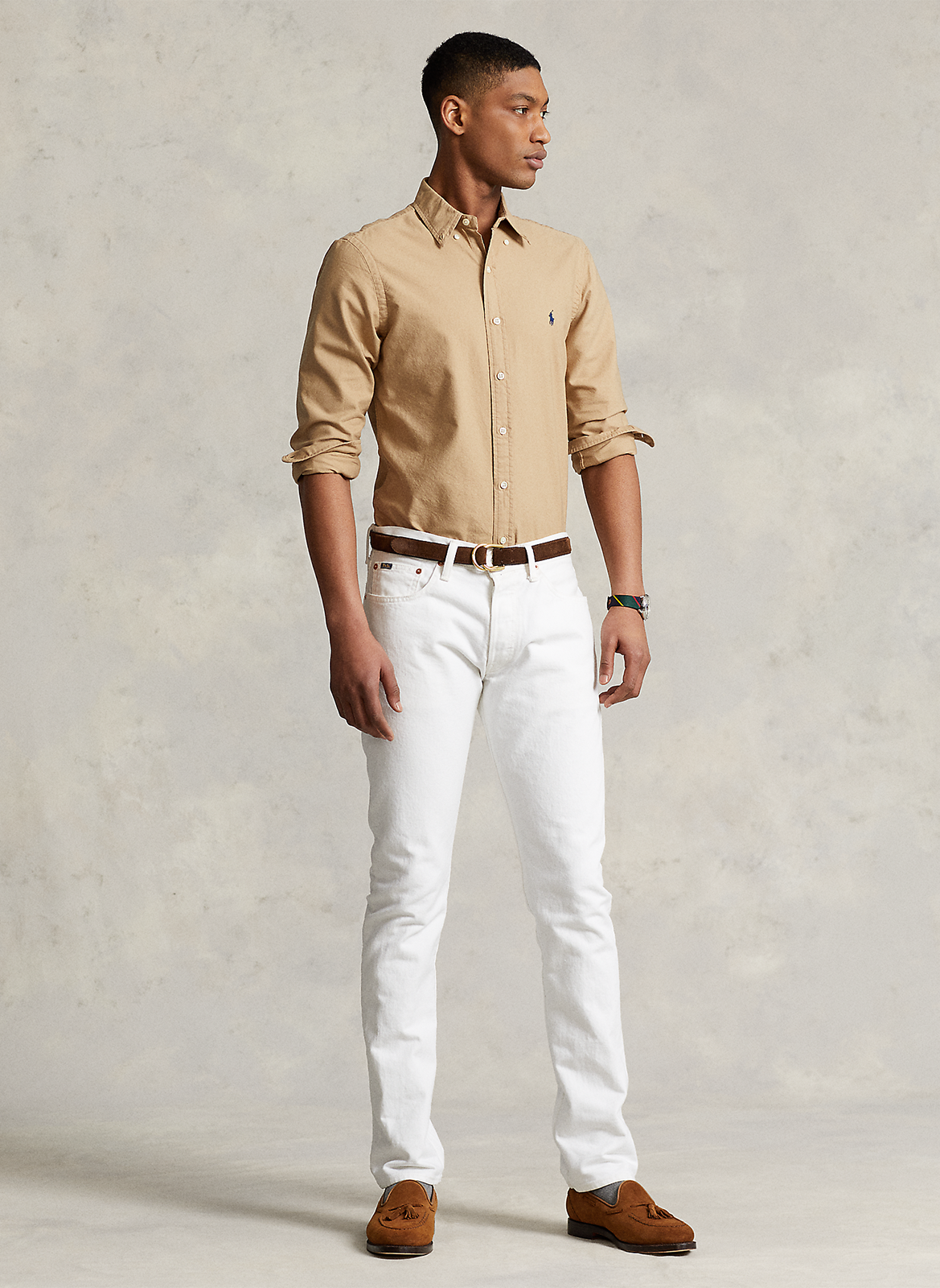 Chemise col classique slim fit en coton POLO RALPH LAUREN Beige