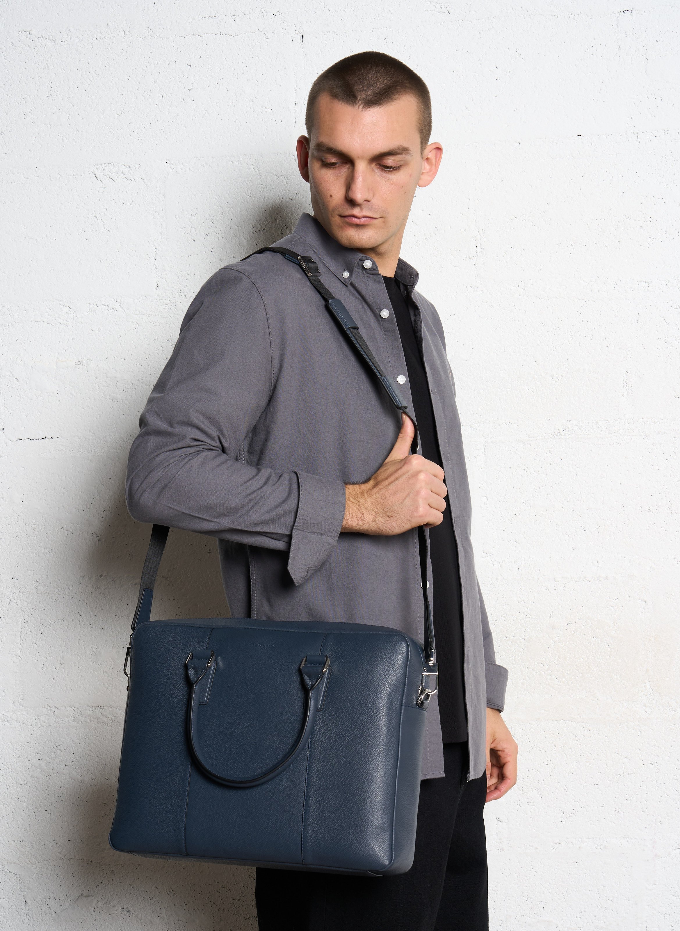 Leren aktetas LE TANNEUR Blauw