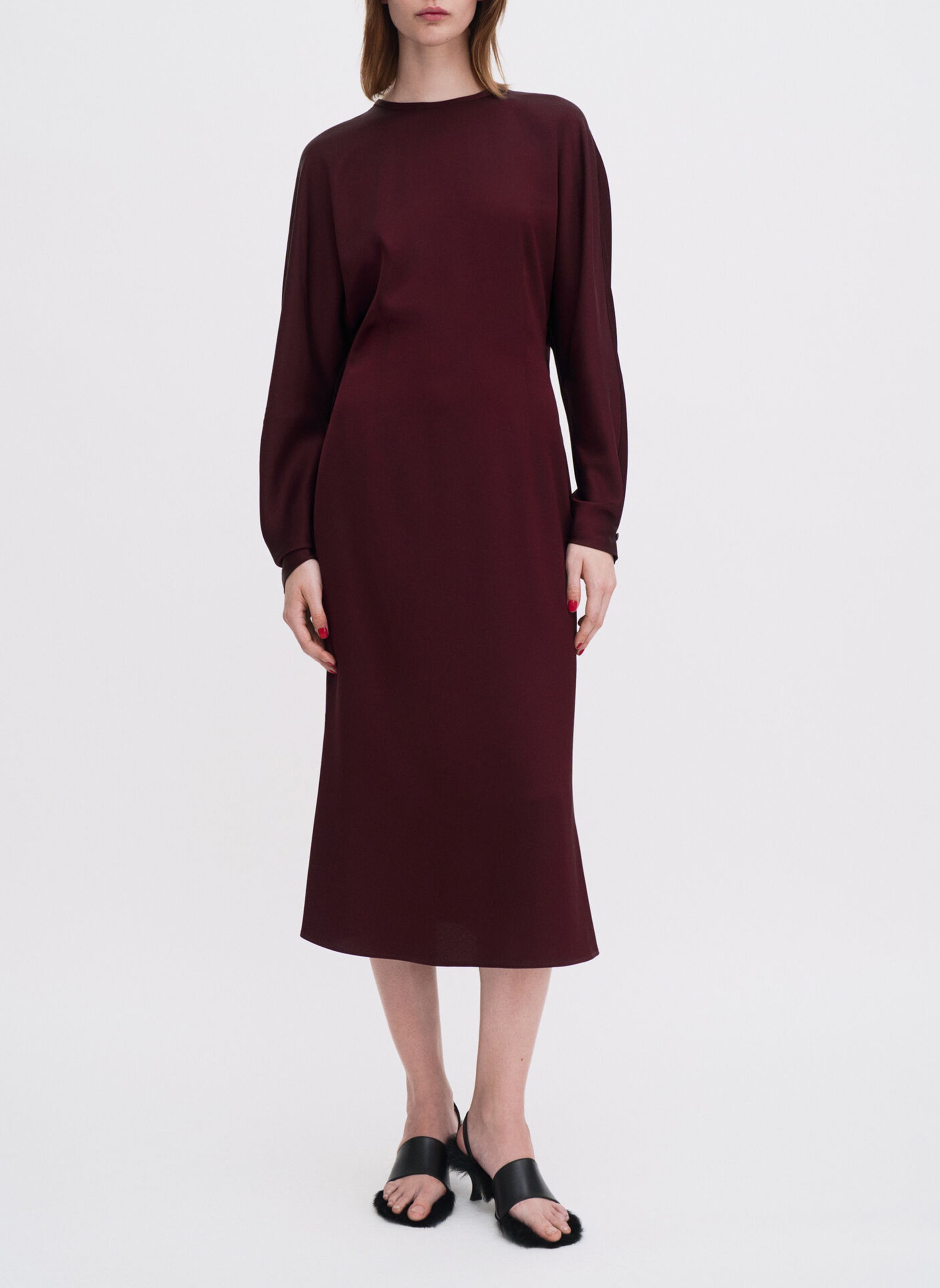 Robe droite midi dos ouvert unie FILIPPA K Rouge