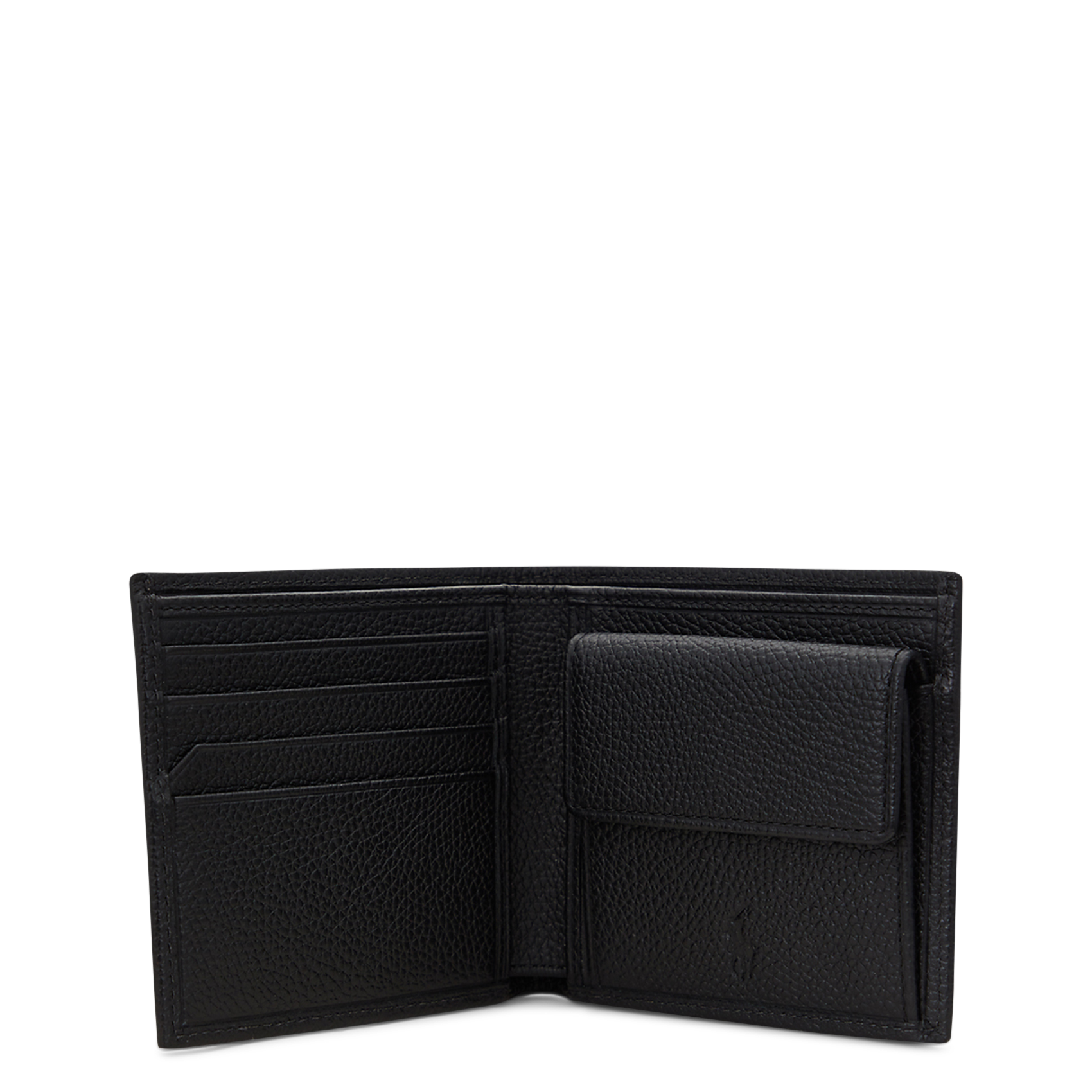 - 100 % piel, - 6 ranuras para tarjetas, - 1 bolsillo central, - Medidas: 10 x 7 cm. POLO RALPH LAUREN Negro