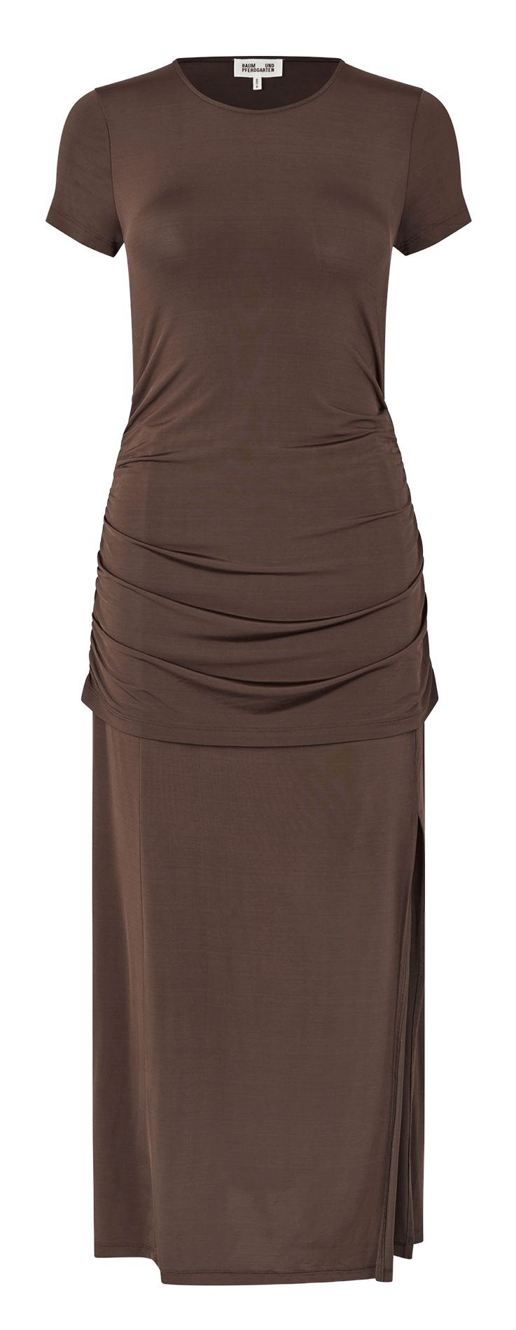 Lange jurk met ronde hals BAUM UND PFERDGARTEN Brown
