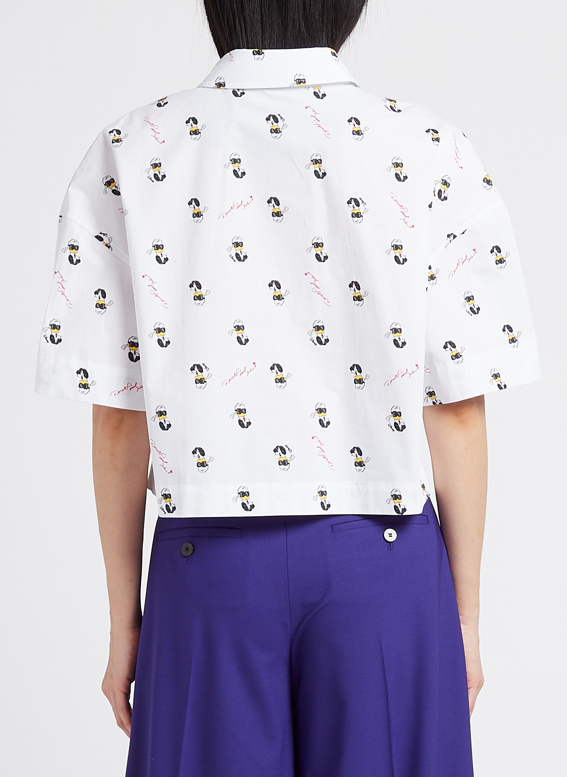 Kurze Bluse aus bedruckter Bio-Baumwolle KARL LAGERFELD Weiss