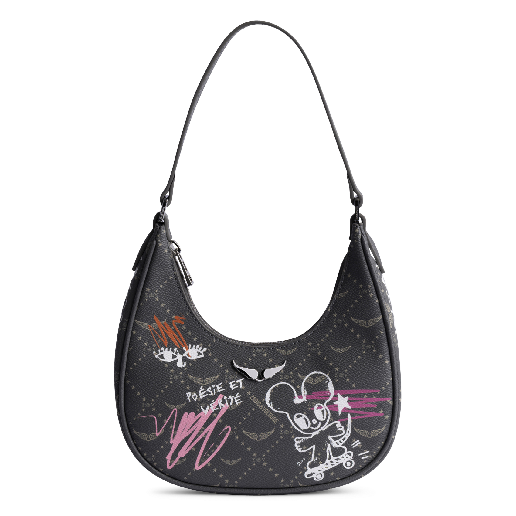 Schoudertas met print ZADIG&VOLTAIRE Grijs