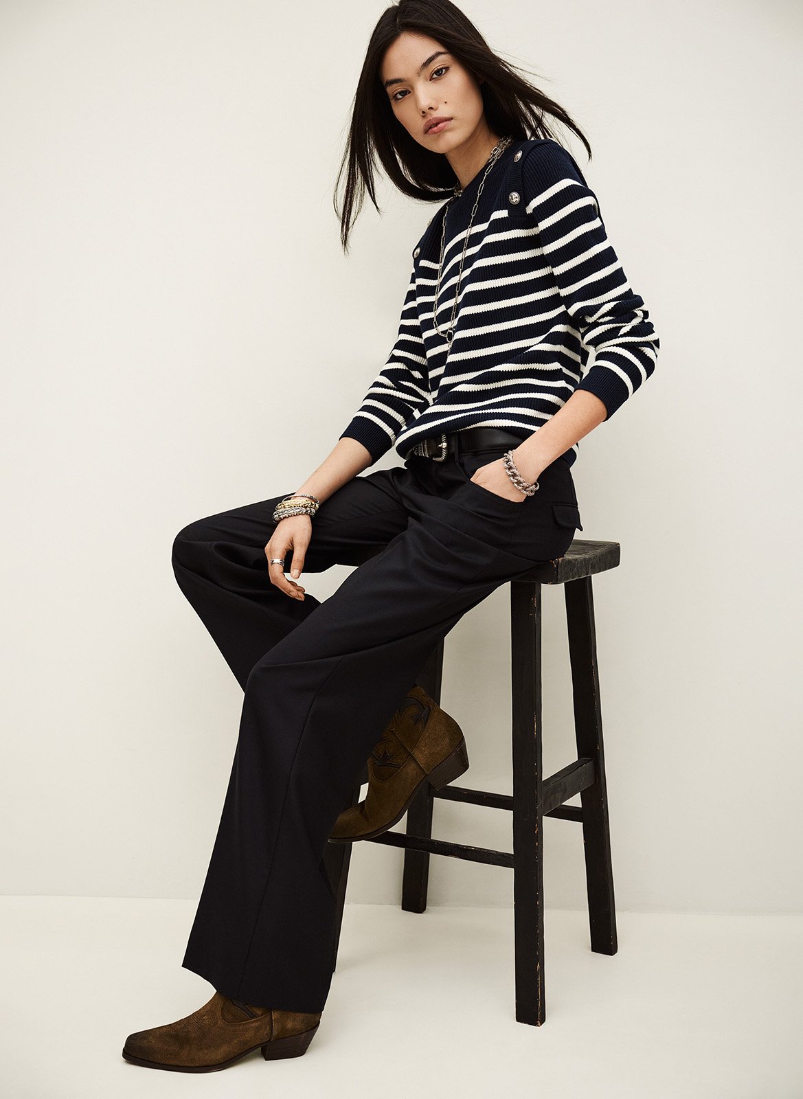 Straight wool trousers BA&SH Blue