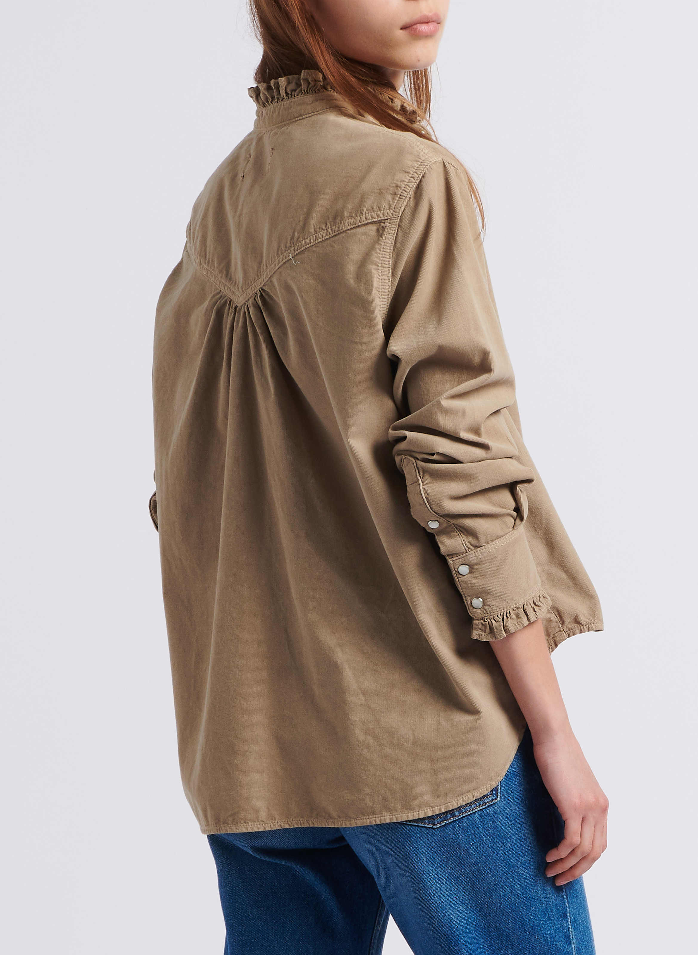 Cotton corduroy shirt with Victorian collar ACQUAVERDE Beige