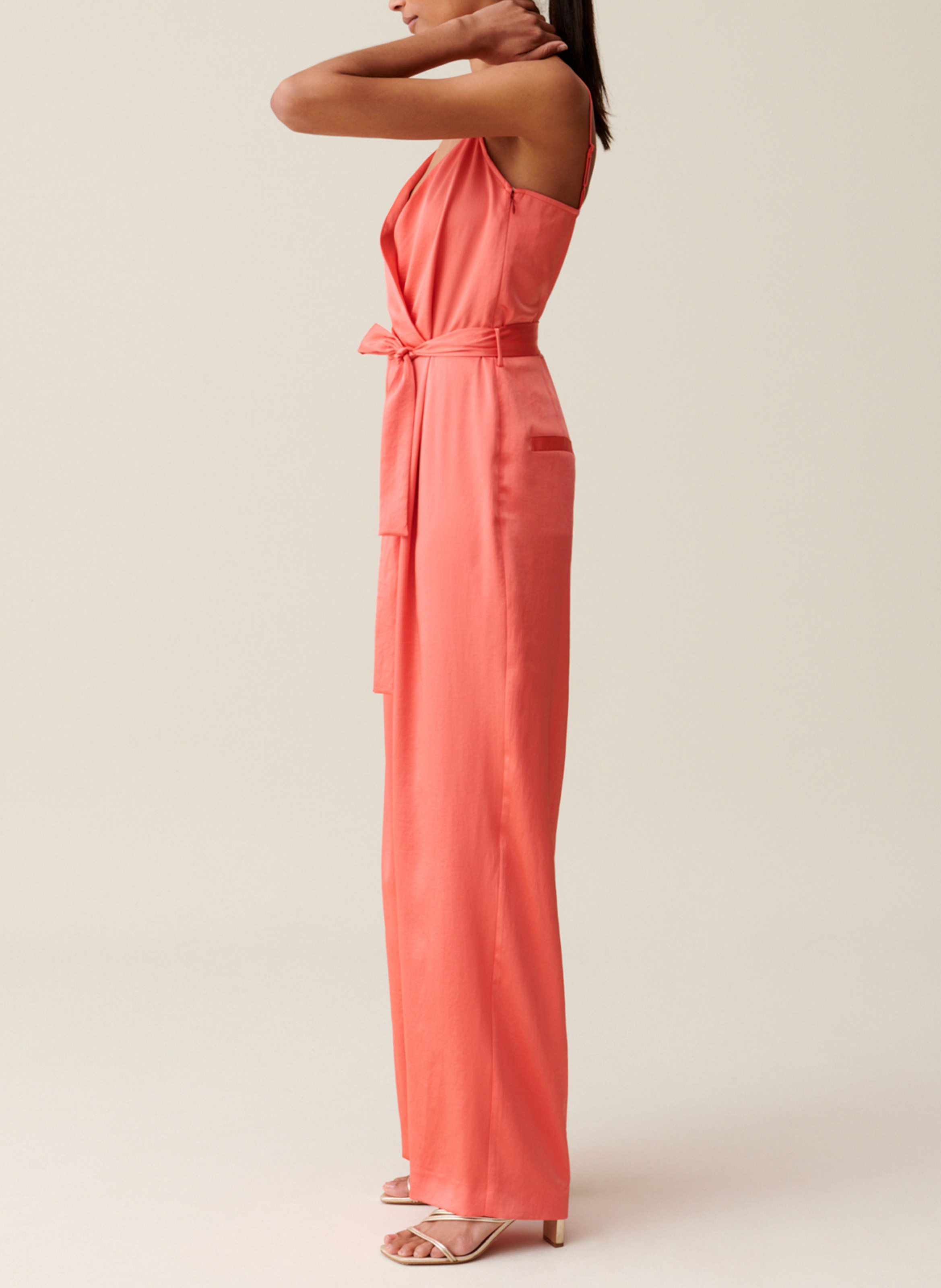 Combinaison droite encolure V satinée CLAUDIE PIERLOT Orange