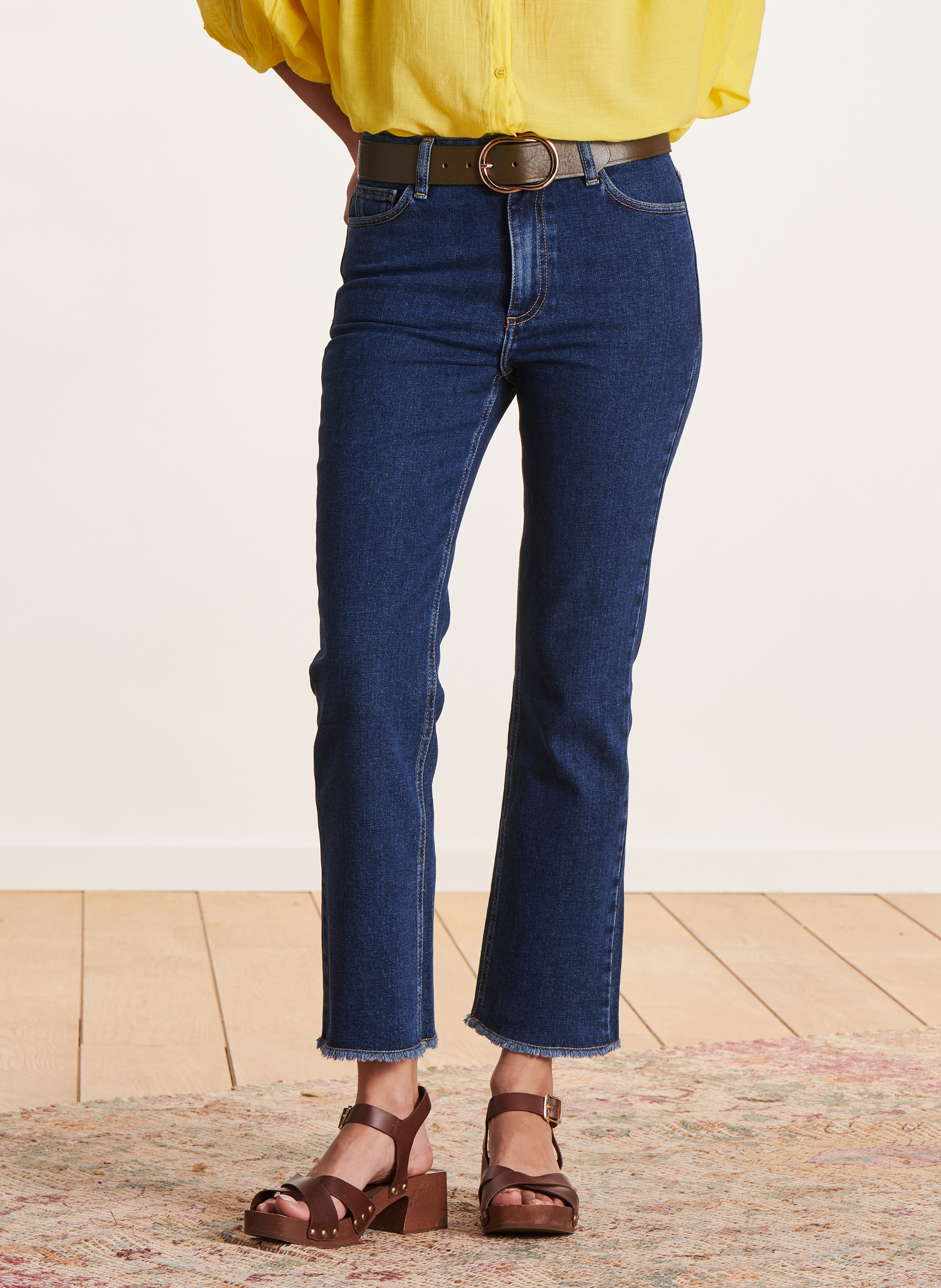 Jean cropped en coton bio LA FEE MARABOUTEE Bleu
