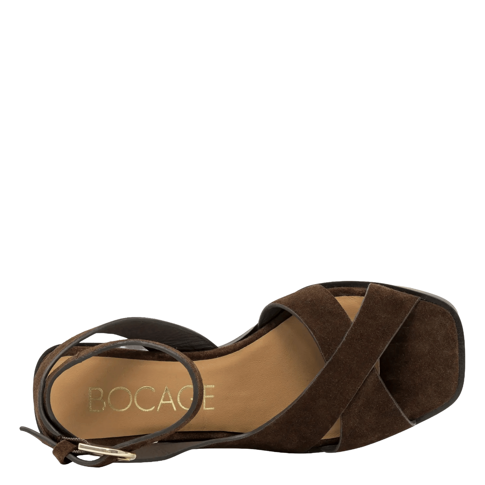 Heeled suede sandals BOCAGE Brown
