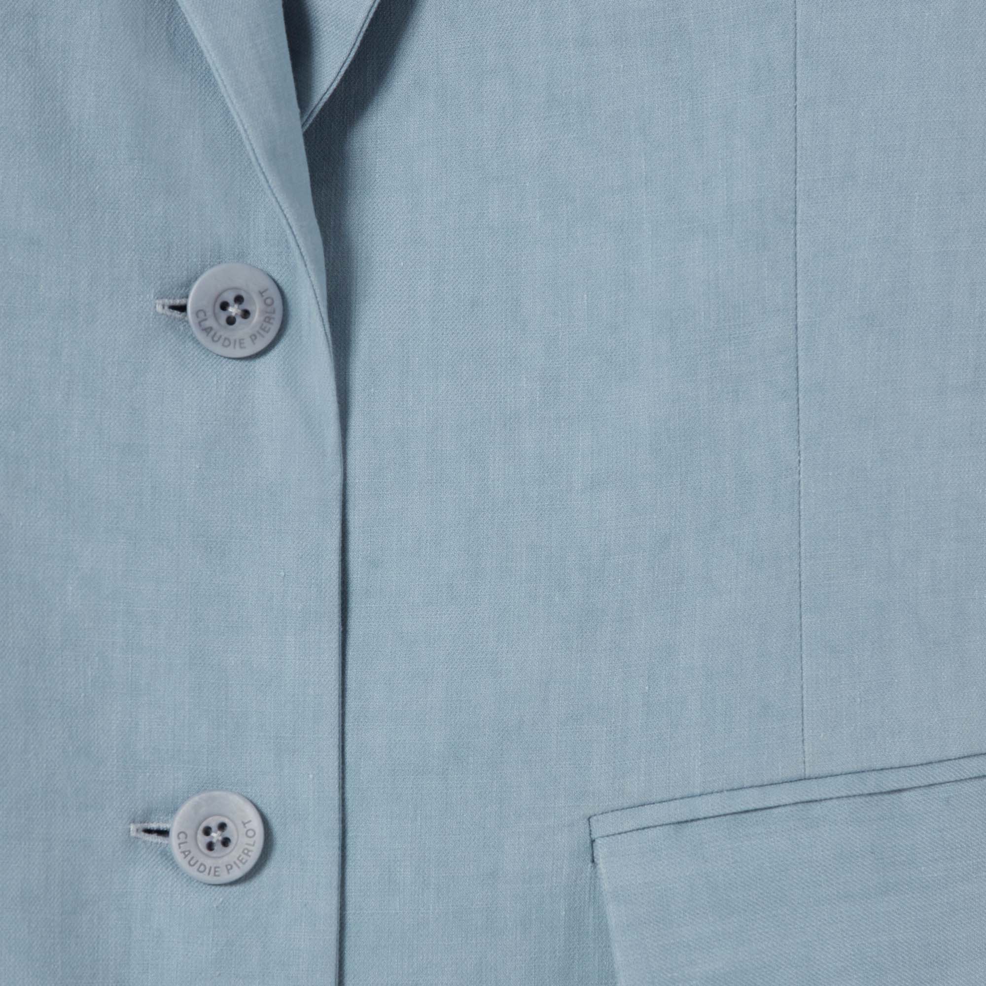 Veste tailleur droite en lin mélangé CLAUDIE PIERLOT Bleu