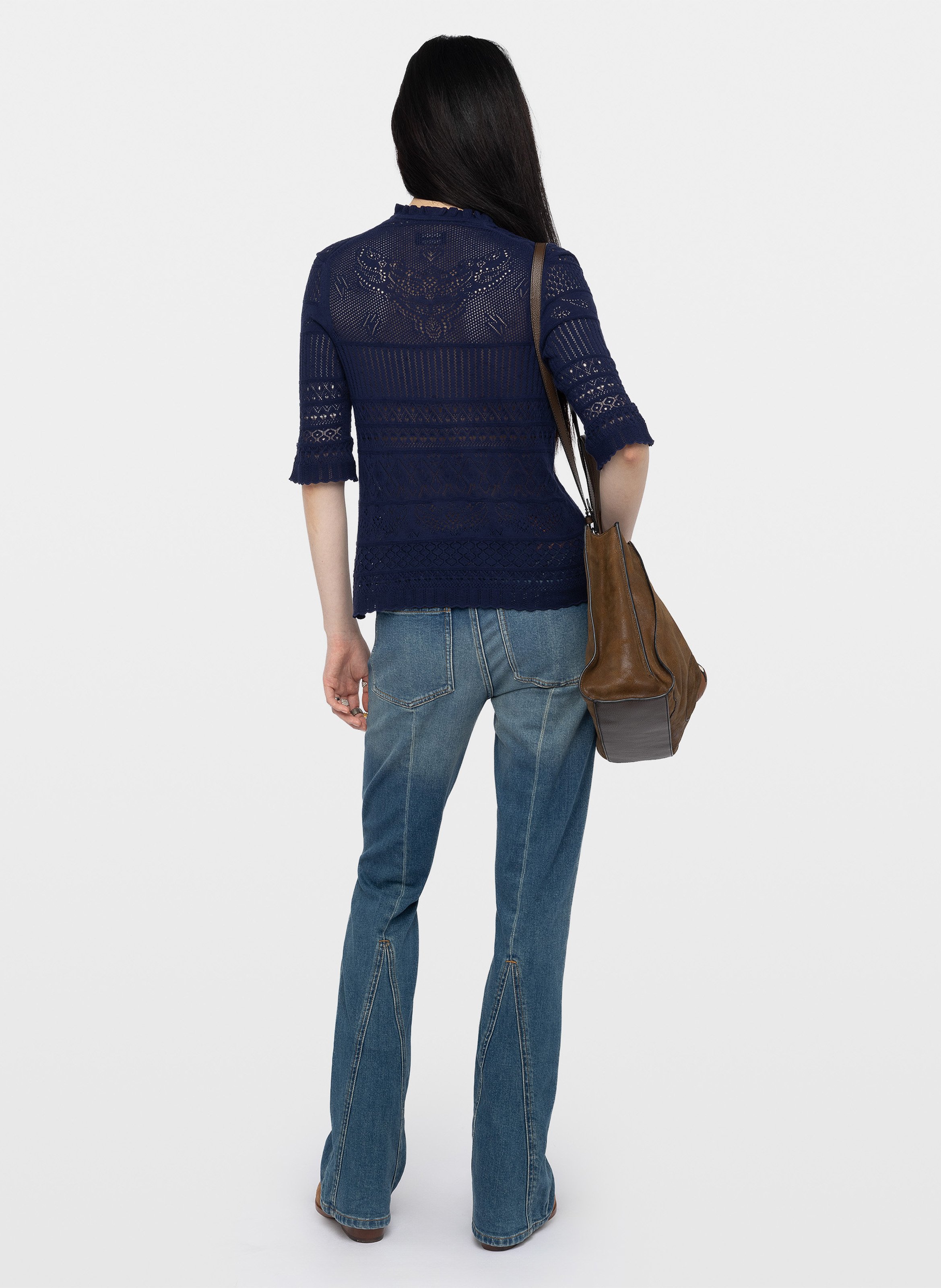 Top col rond en coton ZADIG&VOLTAIRE Bleu