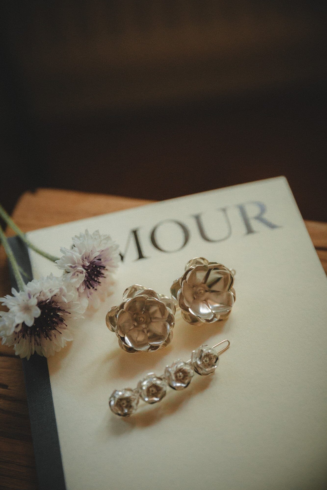 Maxi gold-plated flower hair clip MONSIEUR SIMONE Silver