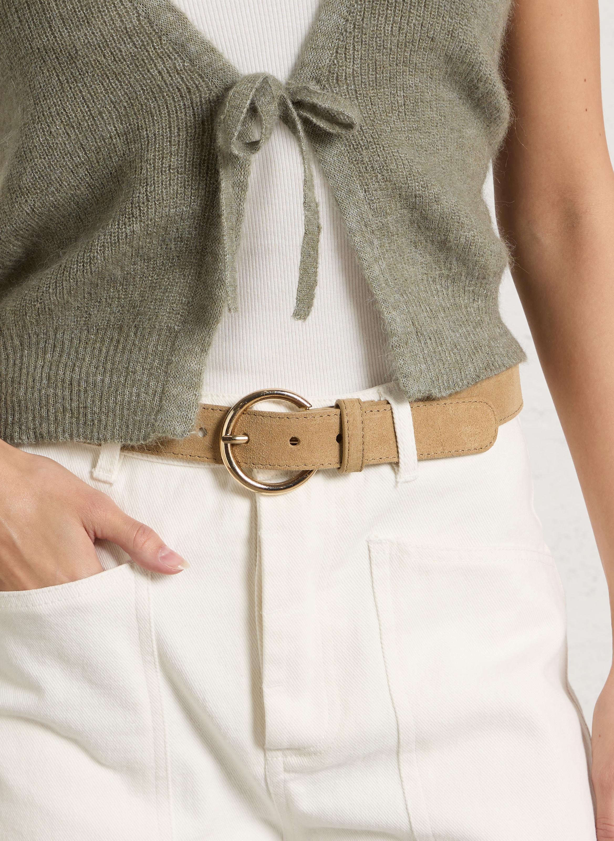 Ceinture en cuir LA PETITE ETOILE Beige
