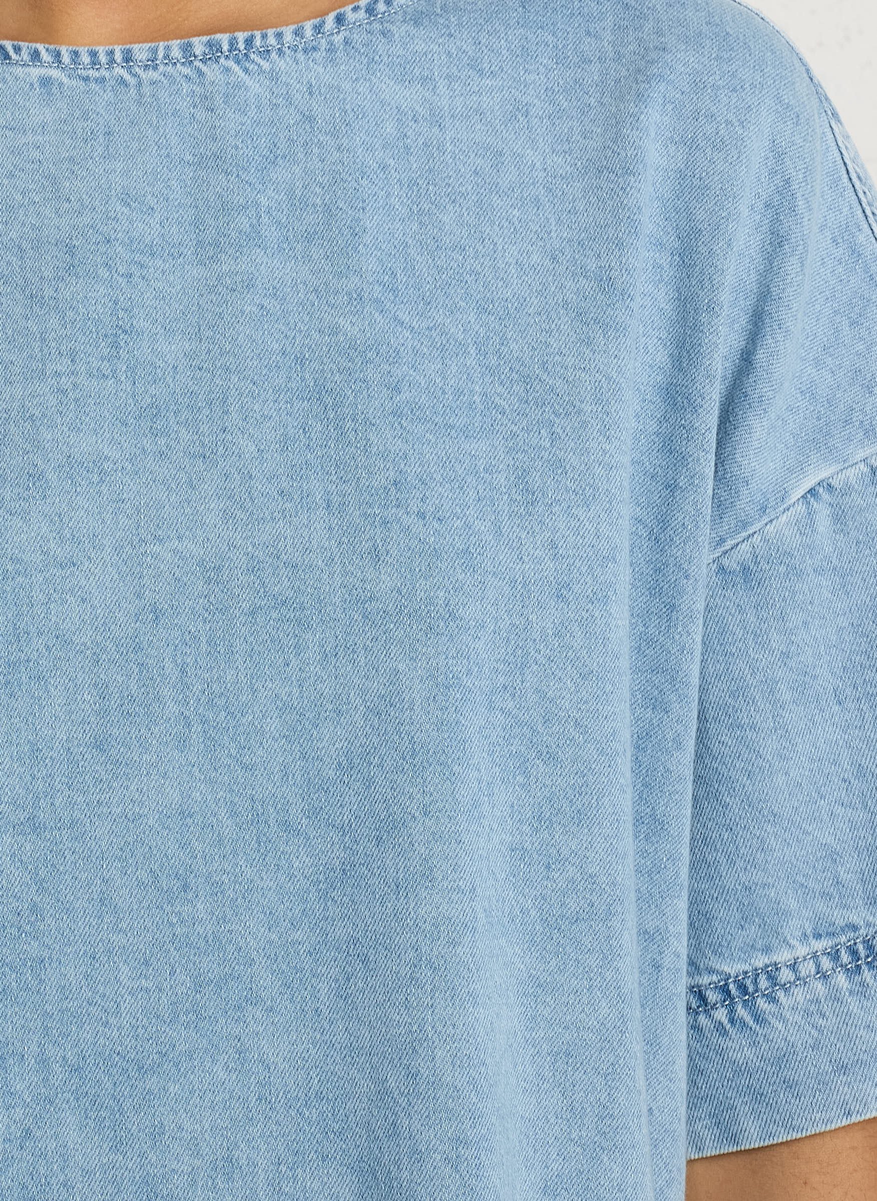 Ruim T-shirt met ronde hals in denim DES PETITS HAUTS Blauw