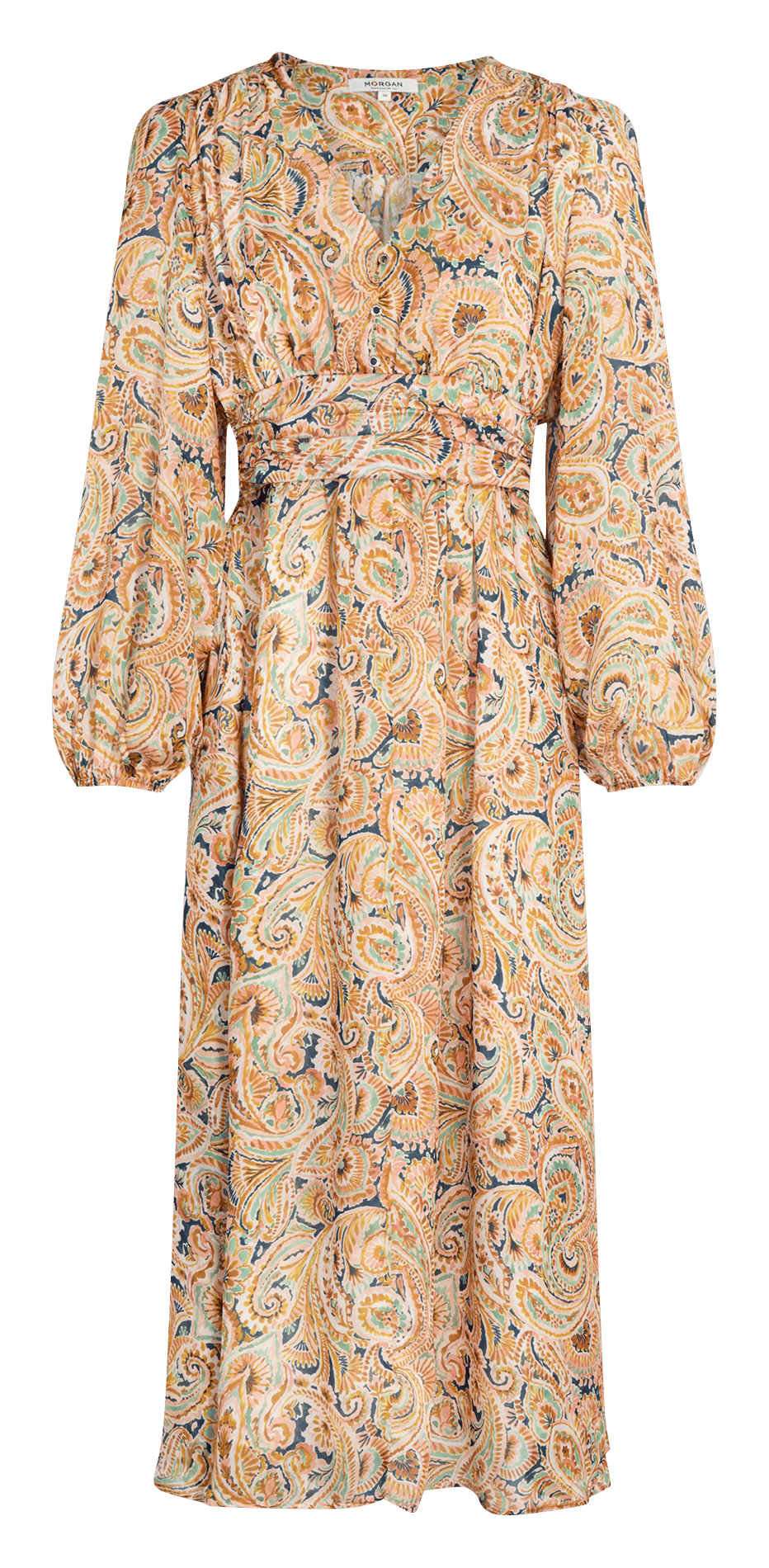 Robe midi imprimée col v MORGAN Multicolore