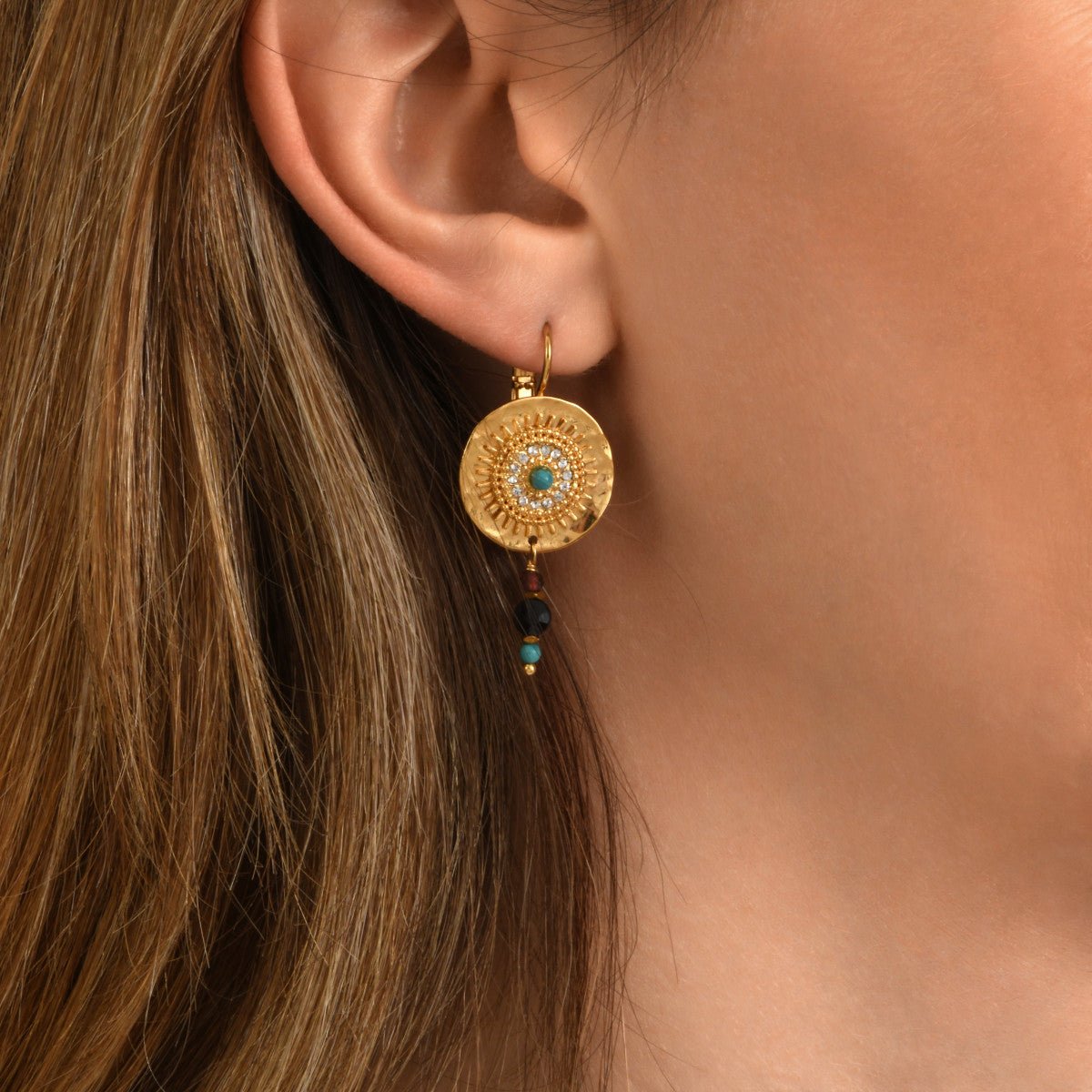 Fine sleeper earrings in fine gold SATELLITE PARIS Multicolored